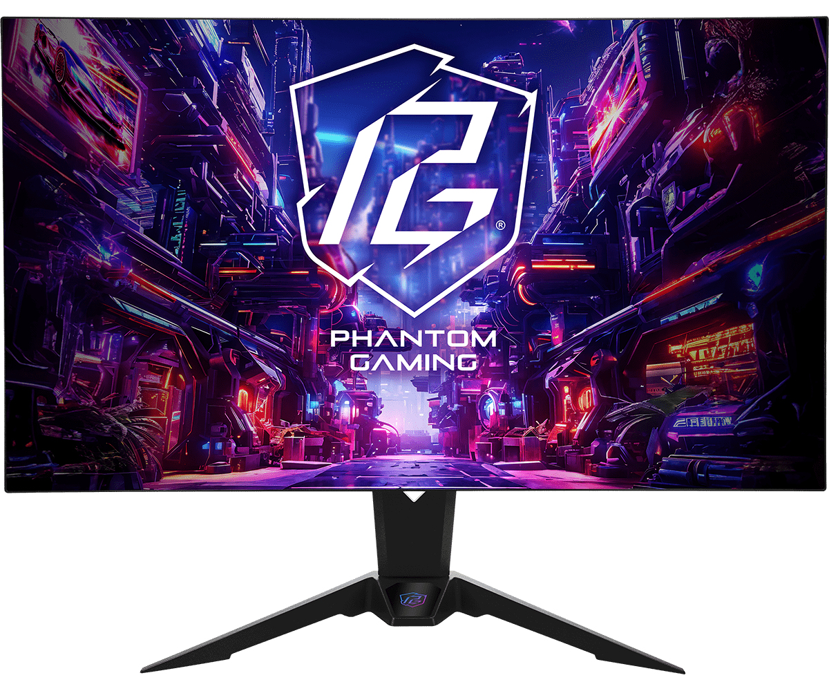 Widok z przodu monitora Phantom Gaming. Pokazuje scenę miejską.