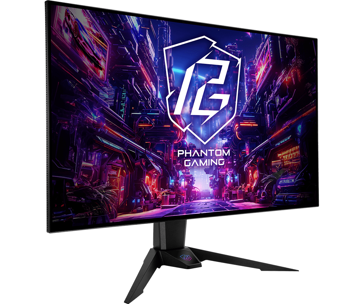 Widok z przodu monitora Phantom Gaming. Pokazuje scenę miejską.