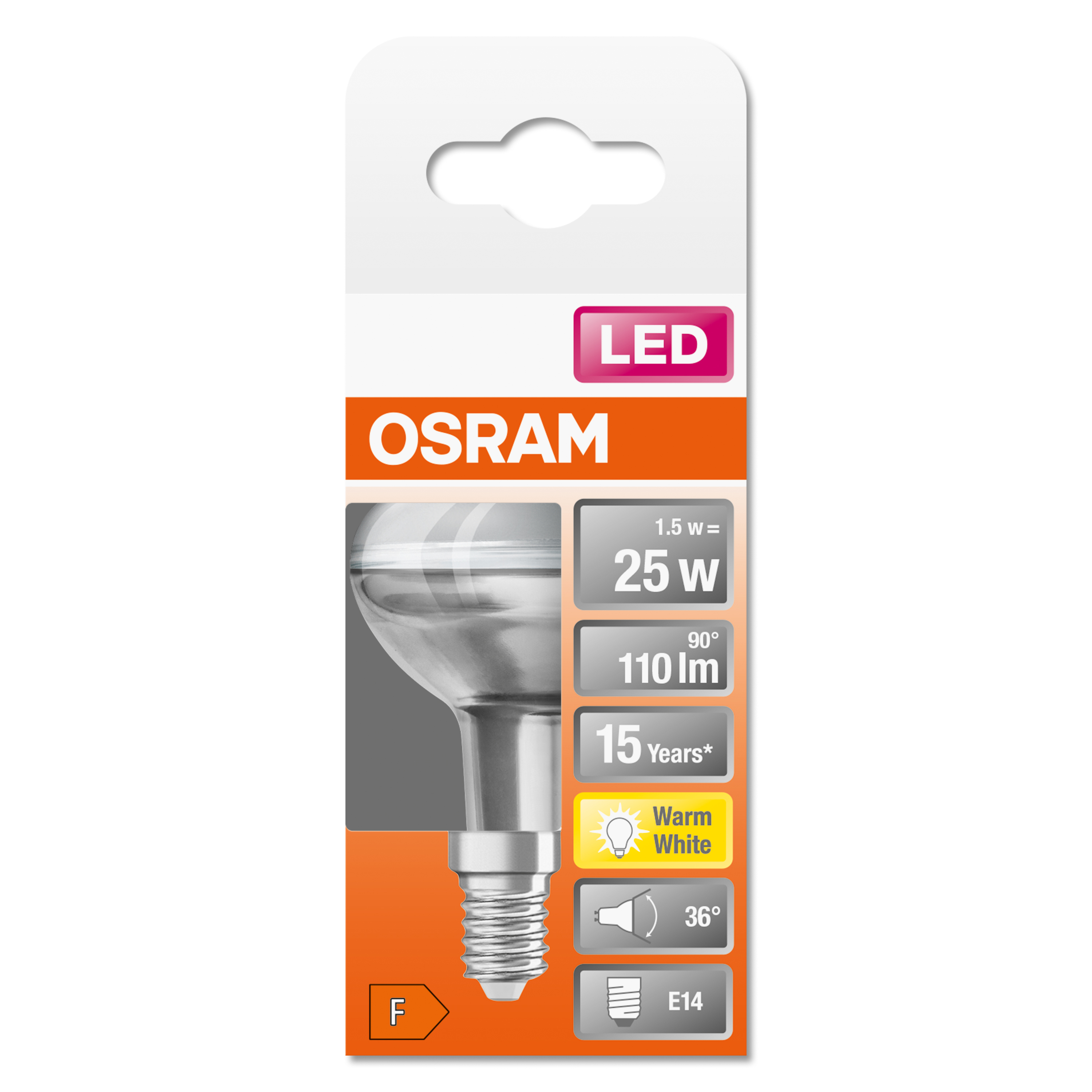 Opakowanie żarówki LED OSRAM, pokazuje żarówkę i powiązane informacje.