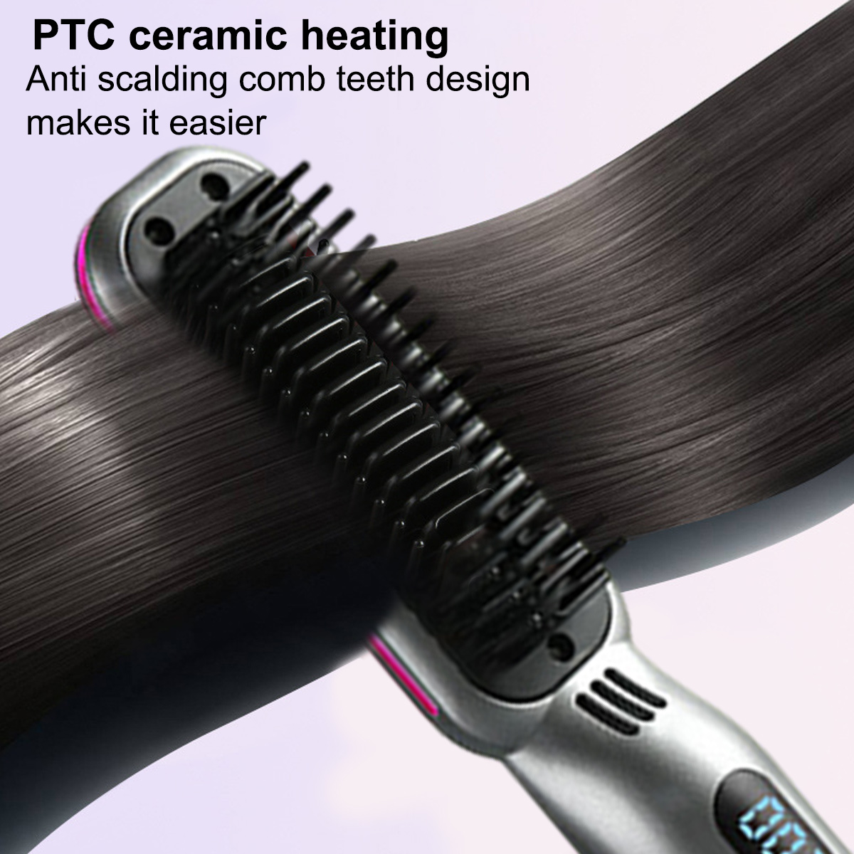 Haarglätter mit Keramikheiztechnologie und kammähnlichem Zahndesign.