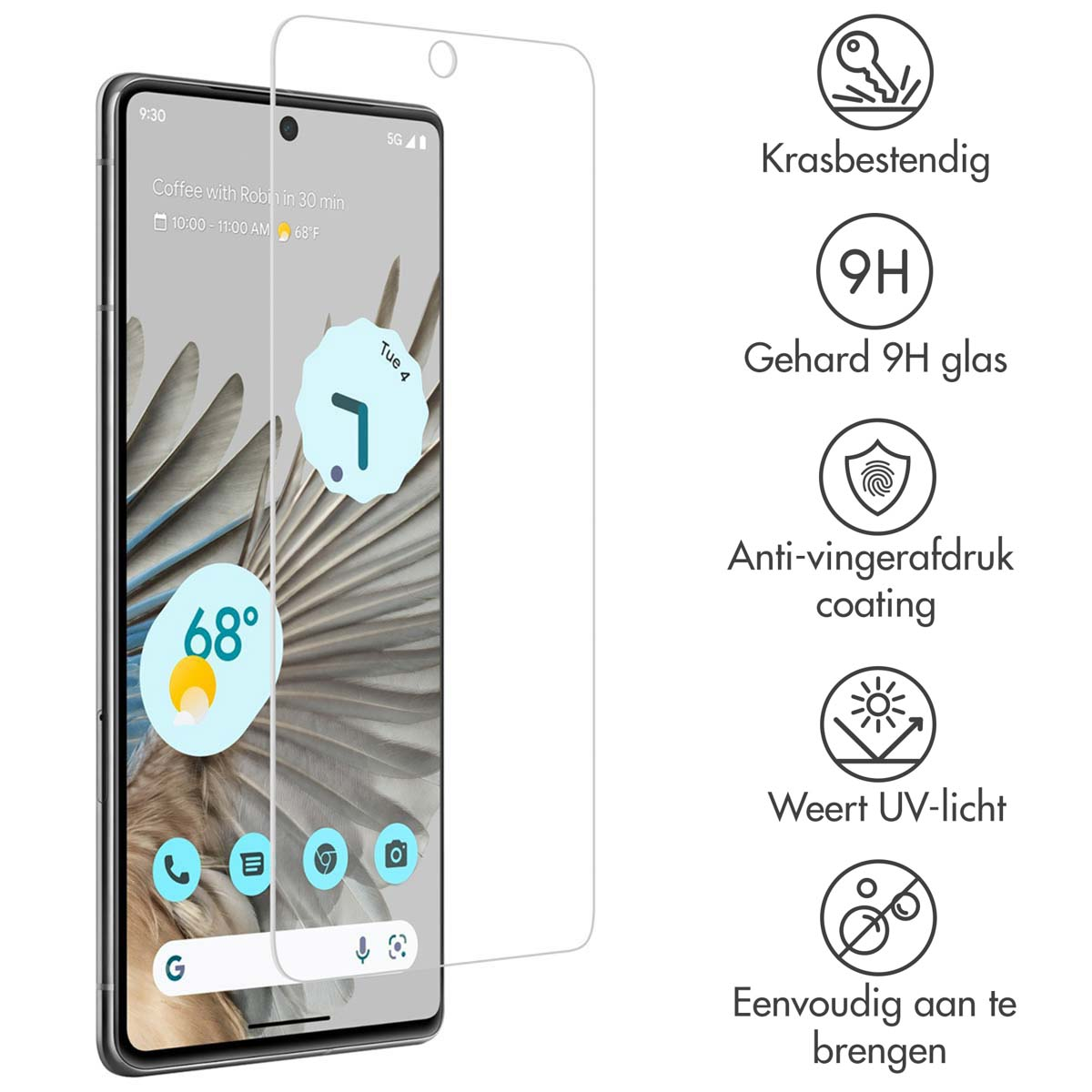 Telefono con protezione schermo e icone.