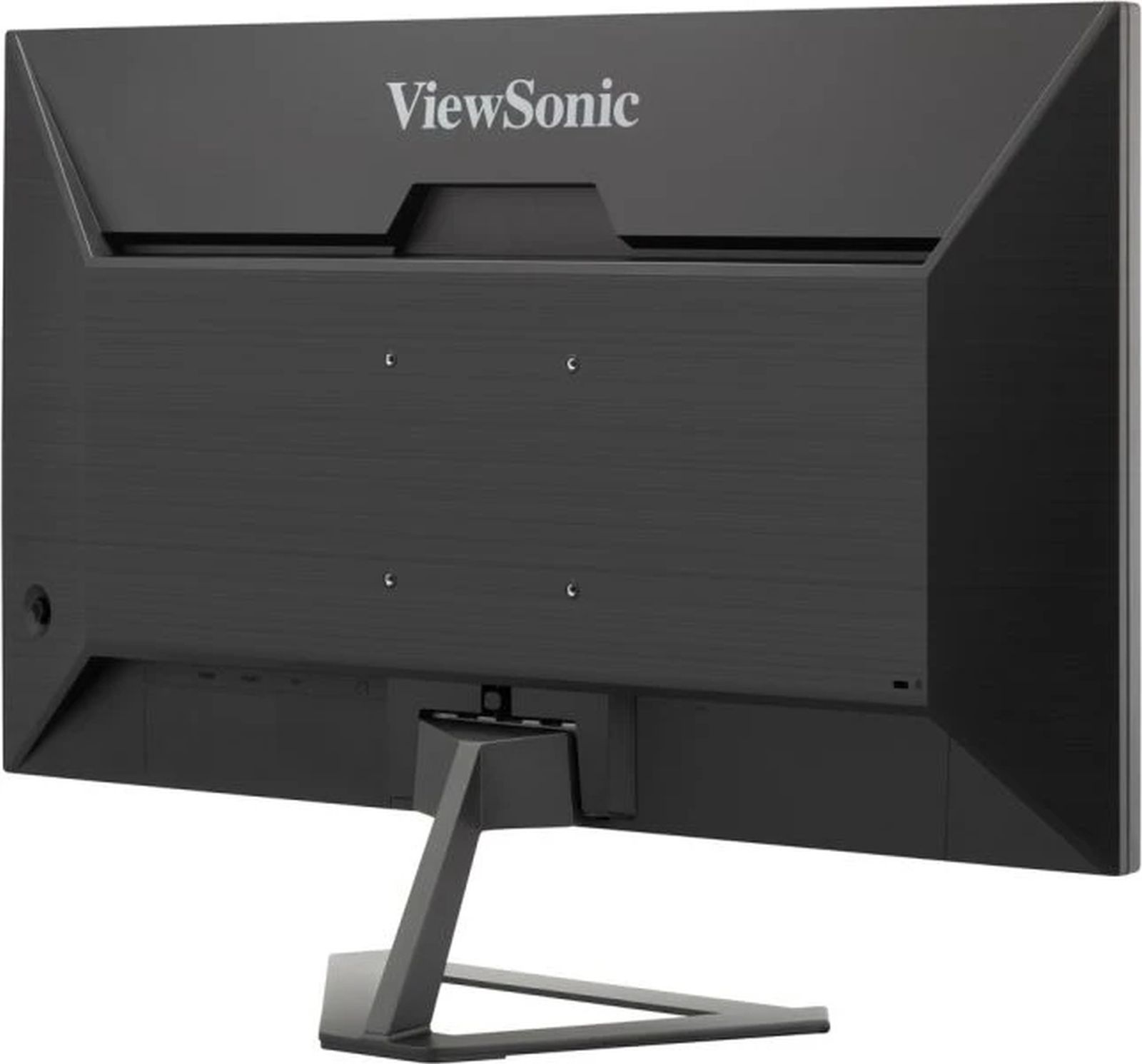 Tył ciemnoszarego monitora ViewSonic z podstawką.