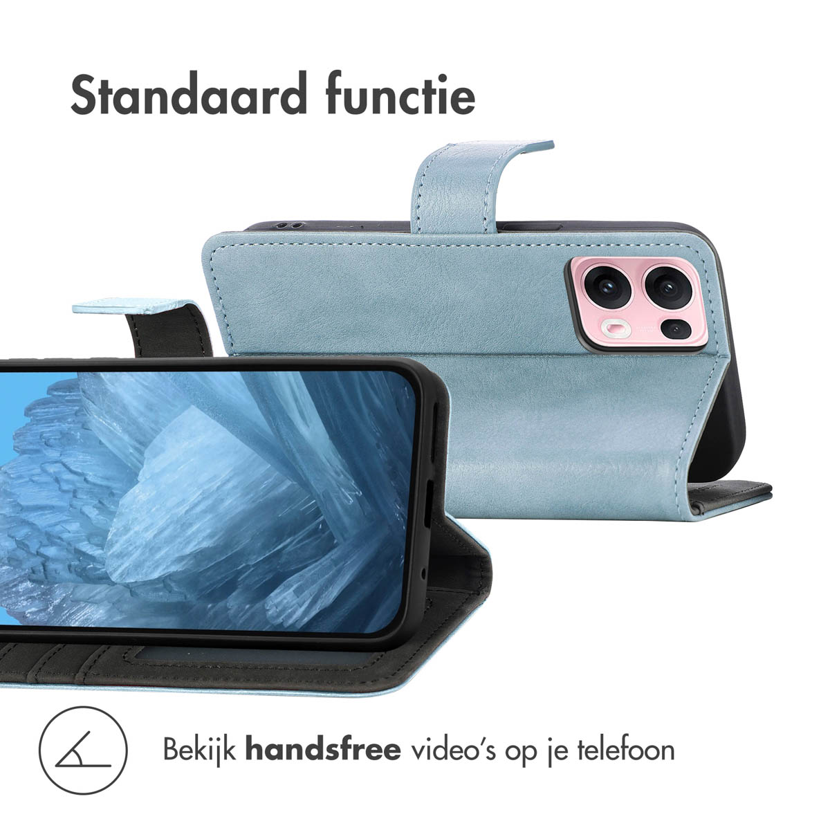 Coque de téléphone avec une fonction de support montrant l'écran du téléphone.