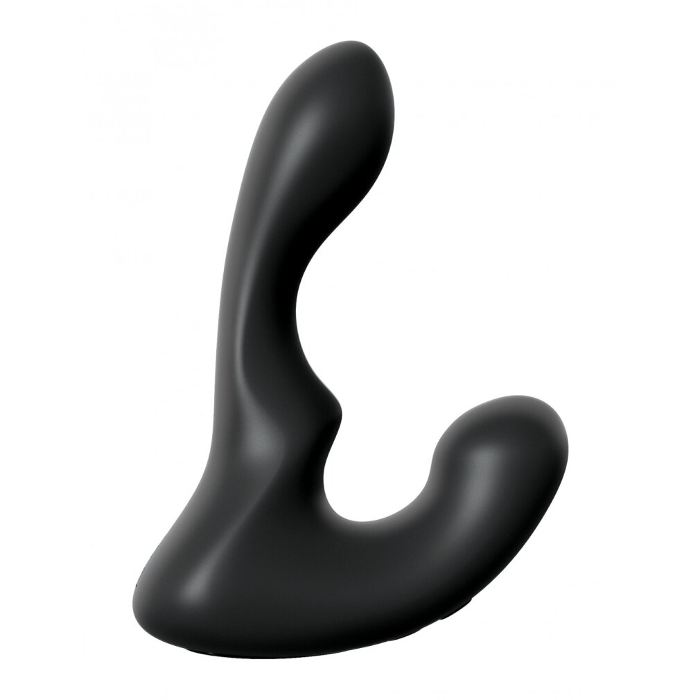 Schwarzer Vibrator, gebogene Form. Weißer Hintergrund.