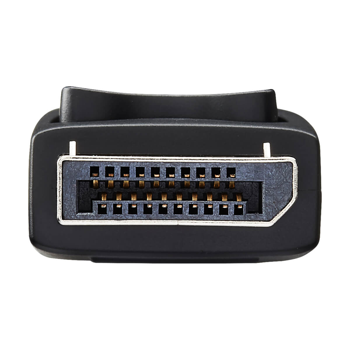 Czarny konektor DisplayPort na białym tle.
