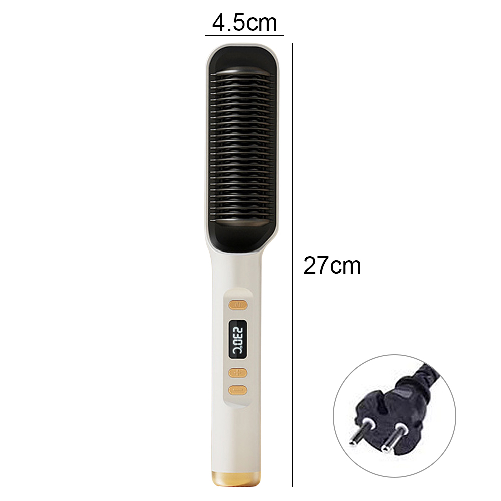 Haarglättungsbürste mit 27 cm Länge und Stecker.