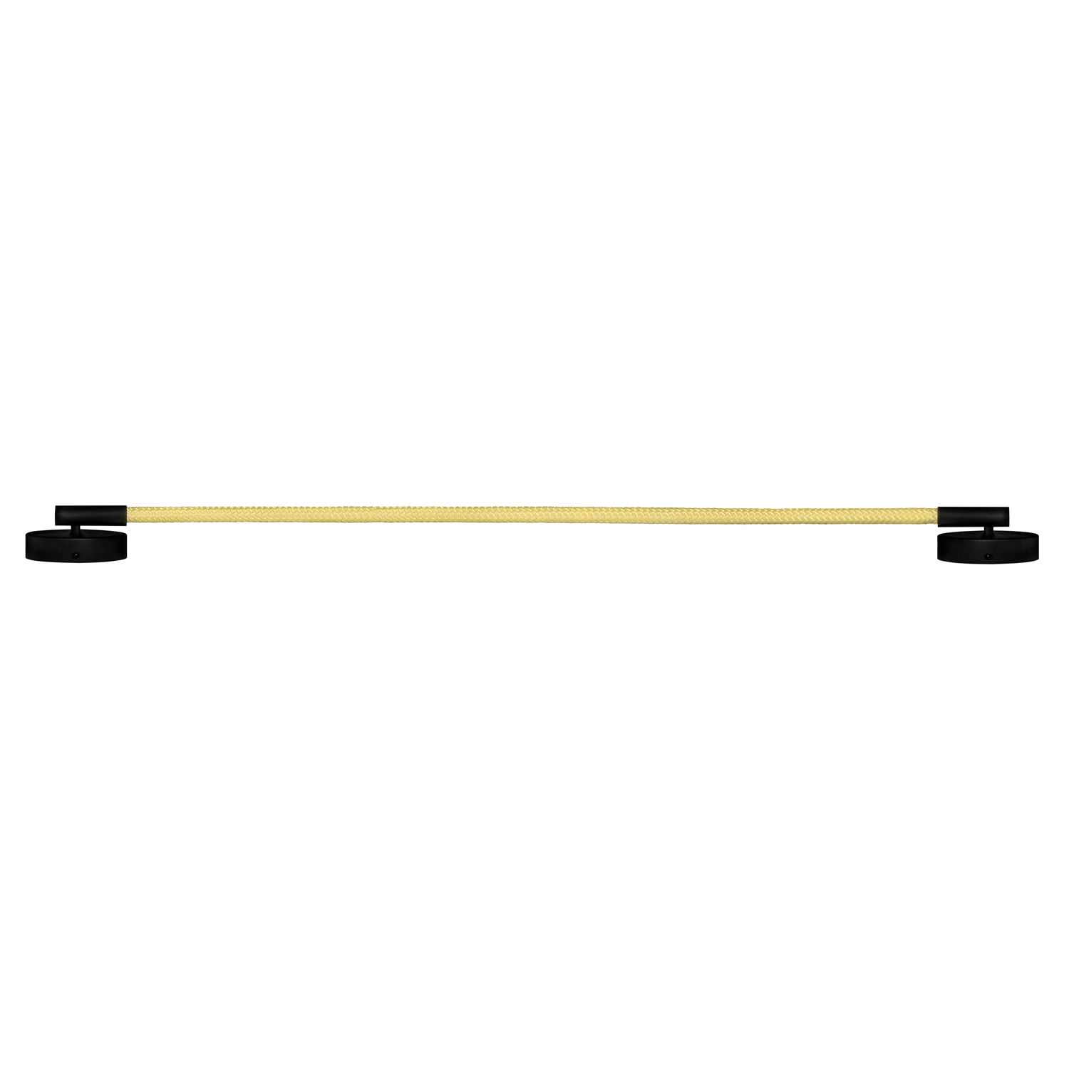 Due applique nere con un design a corda beige, collegate dalla corda.