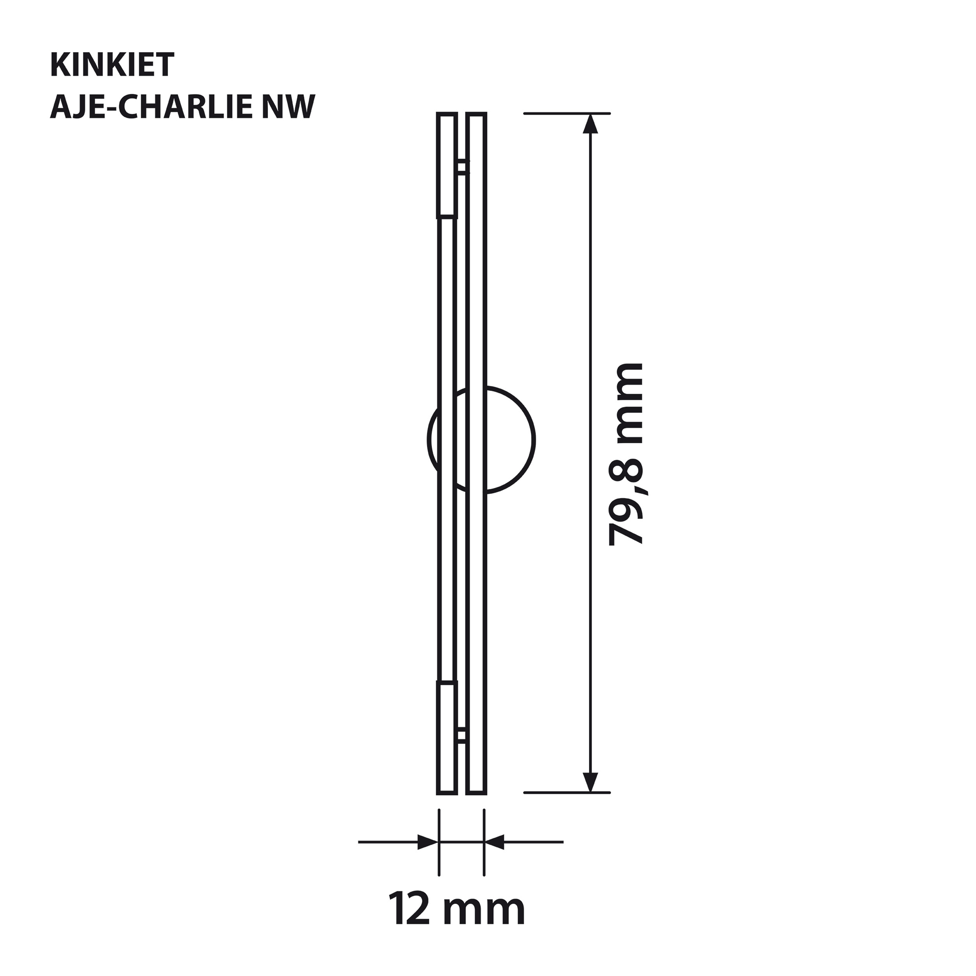 Disegno tecnico di una lampada da parete, con dimensioni in mm: 79,8 mm altezza, 12 mm larghezza.