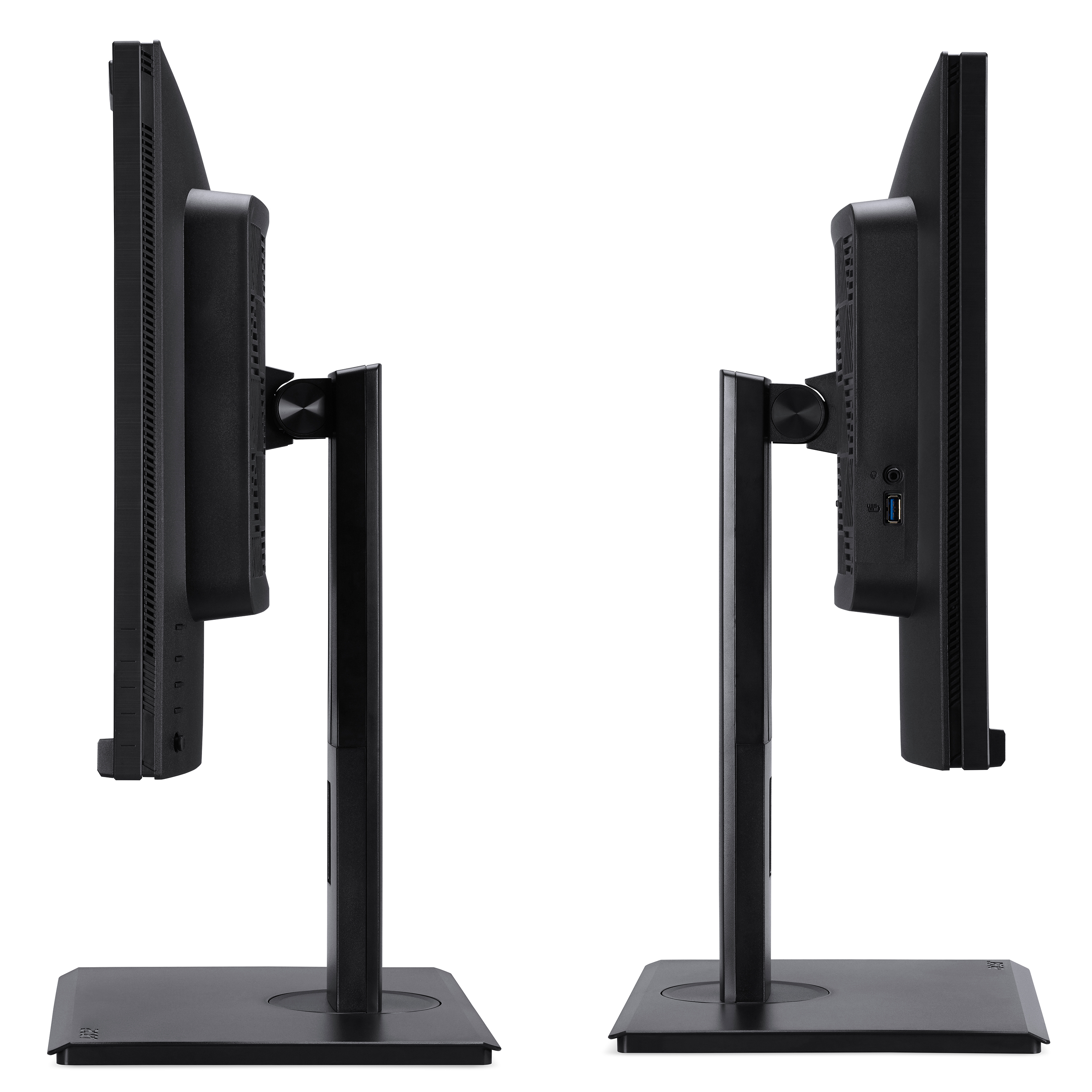 Retro di un monitor con design nero e logo Acer. Supporto nero.