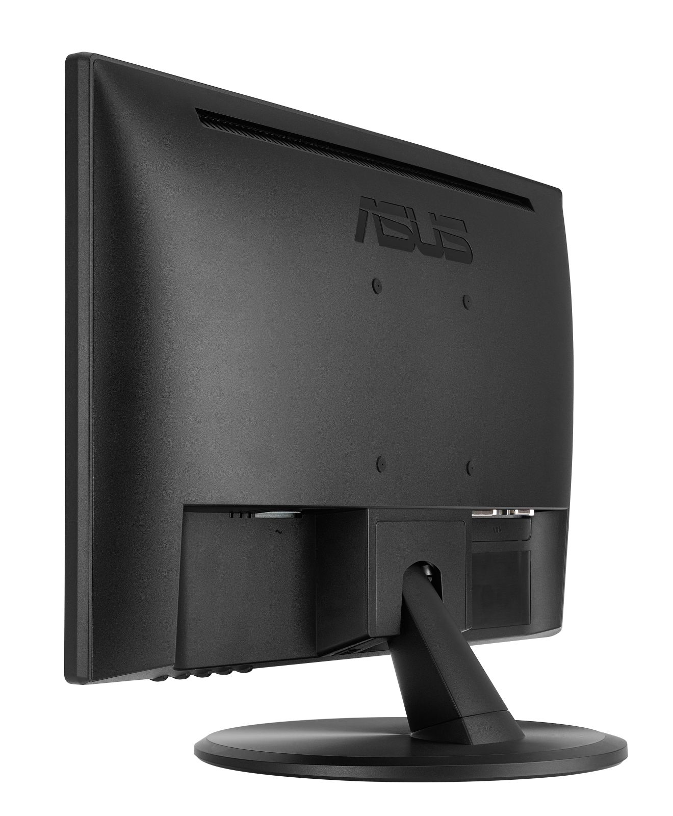 Tył czarnego monitora z logo ASUS.