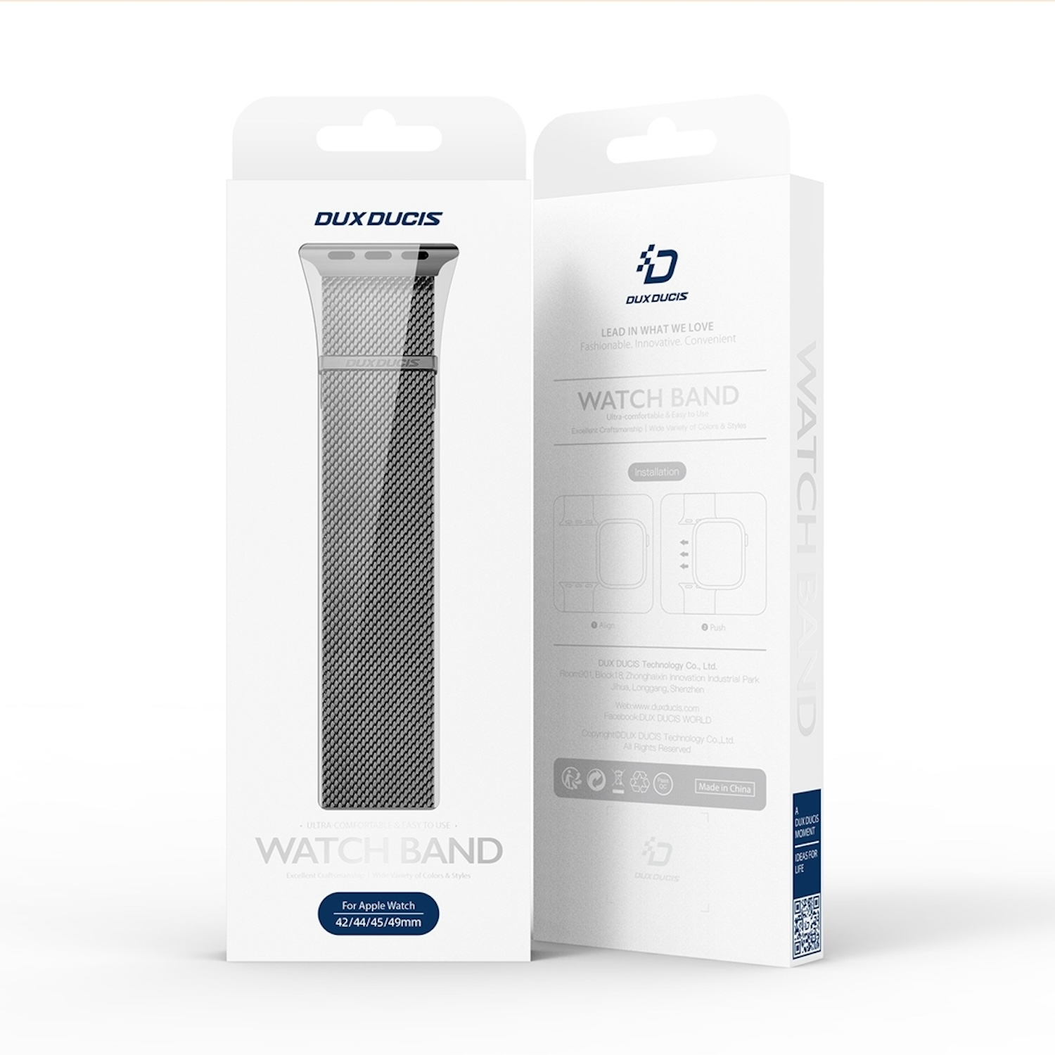 Uhrenarmband-Verpackung, weiße Schachtel mit Text: Watch Band, For Apple Watch.