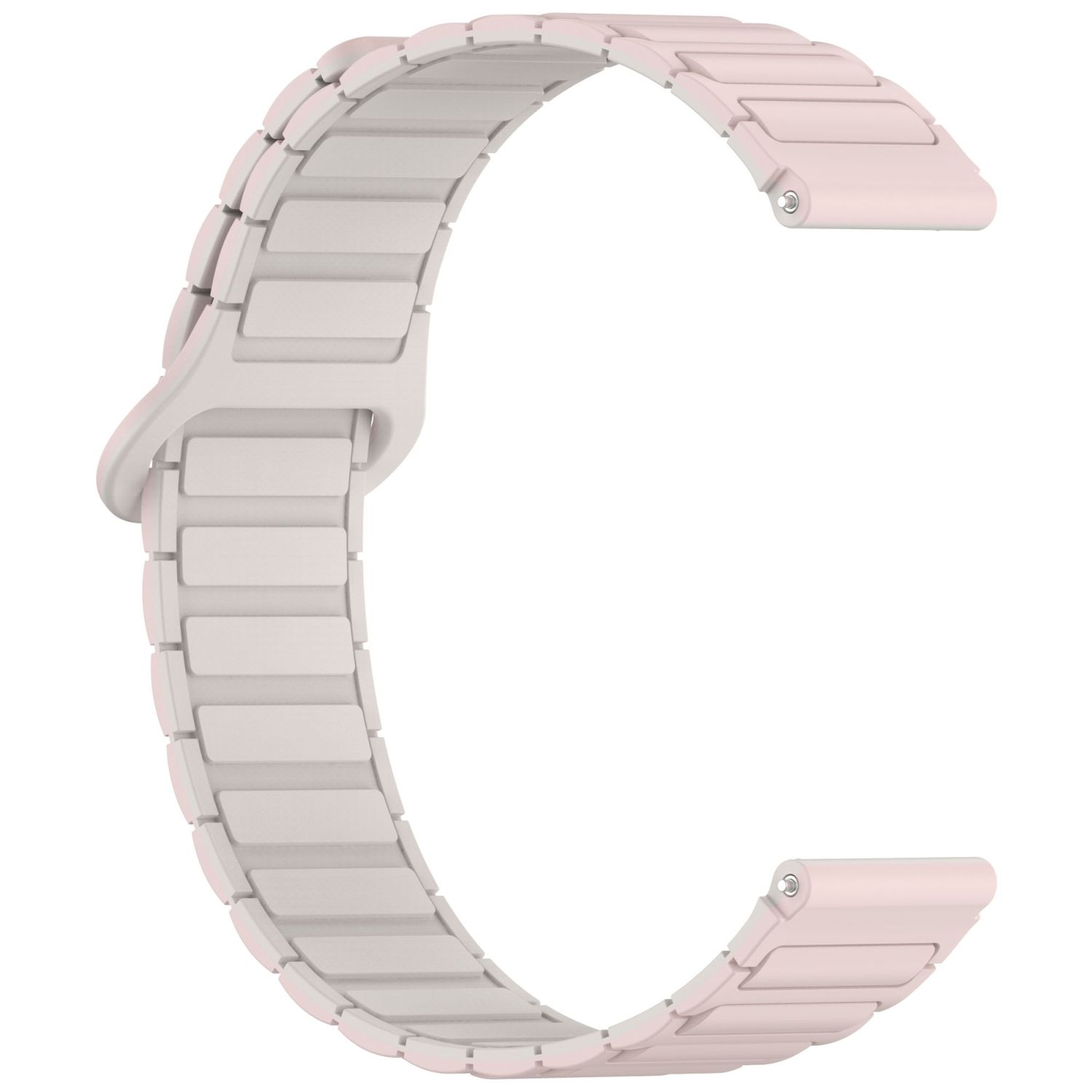 Hellrosa Uhrenarmband aus verbundenen Segmenten in C-Form.
