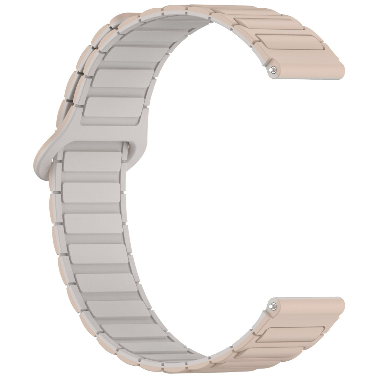 Beiges magnetisches Uhrenarmband. Es besteht aus rechteckigen Abschnitten.