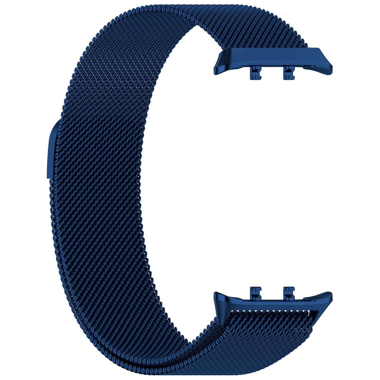 Blaues Mesh-Uhrenarmband, Nahaufnahme.