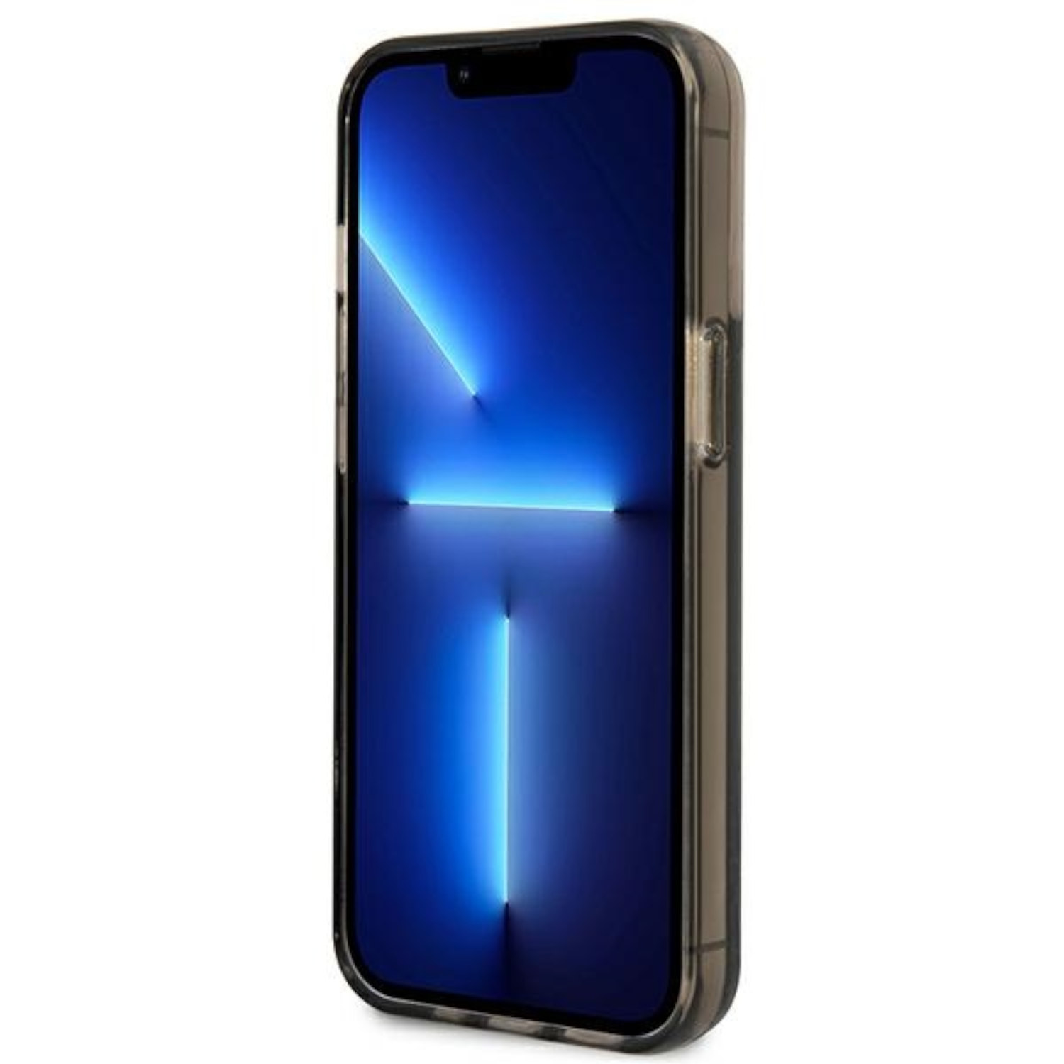Telefono con display a luce blu su sfondo scuro.