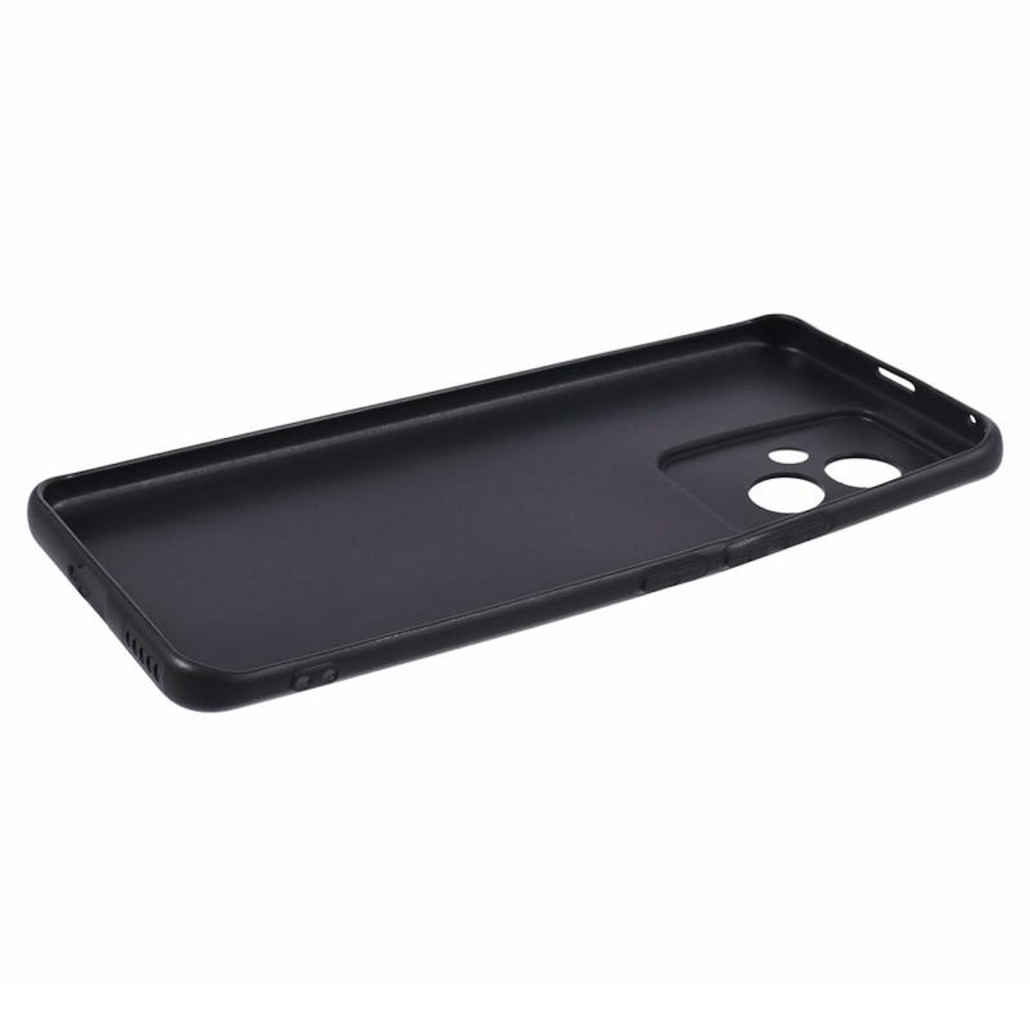 Schwarze Handyhülle, eine leere Handyhülle ohne Telefon darin.