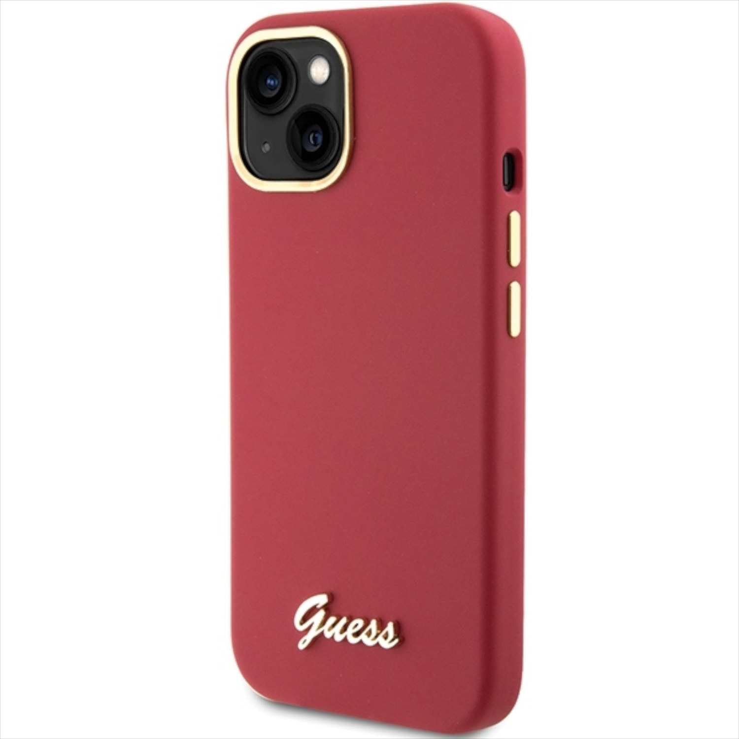 Custodia per telefono rossa con logo Guess.