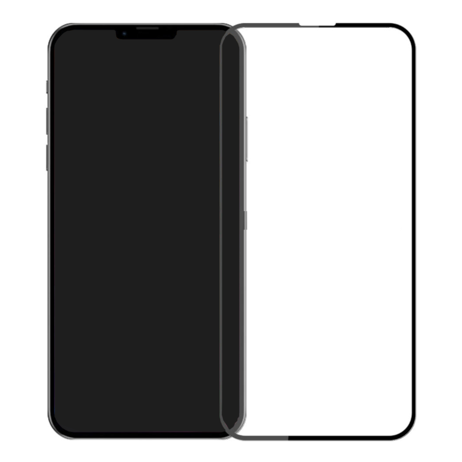 Due smartphone. Uno nero, l'altro bianco, con una protezione per lo schermo.