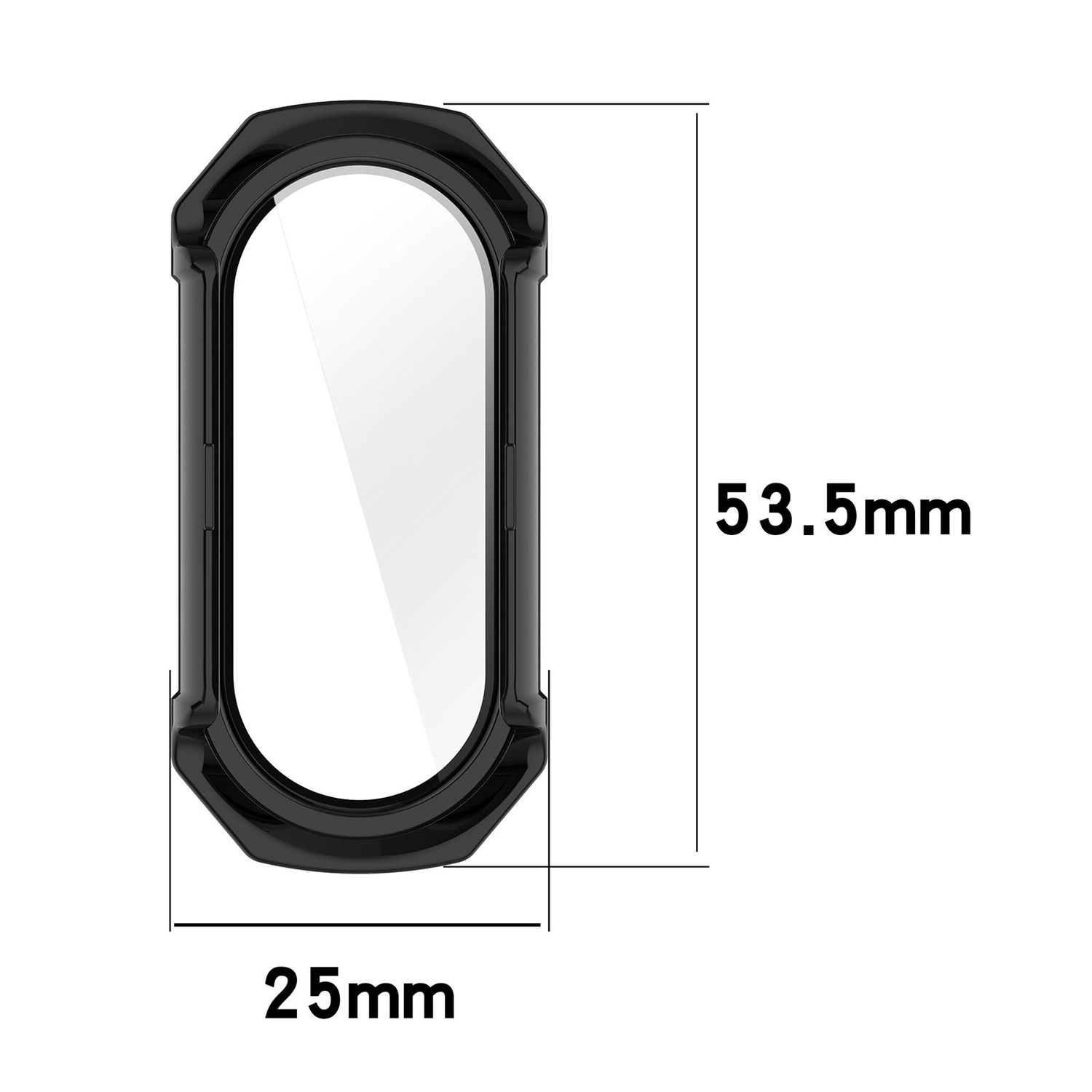 Schwarzer Objektivschutz mit den Maßen: 53,5 mm x 25 mm.