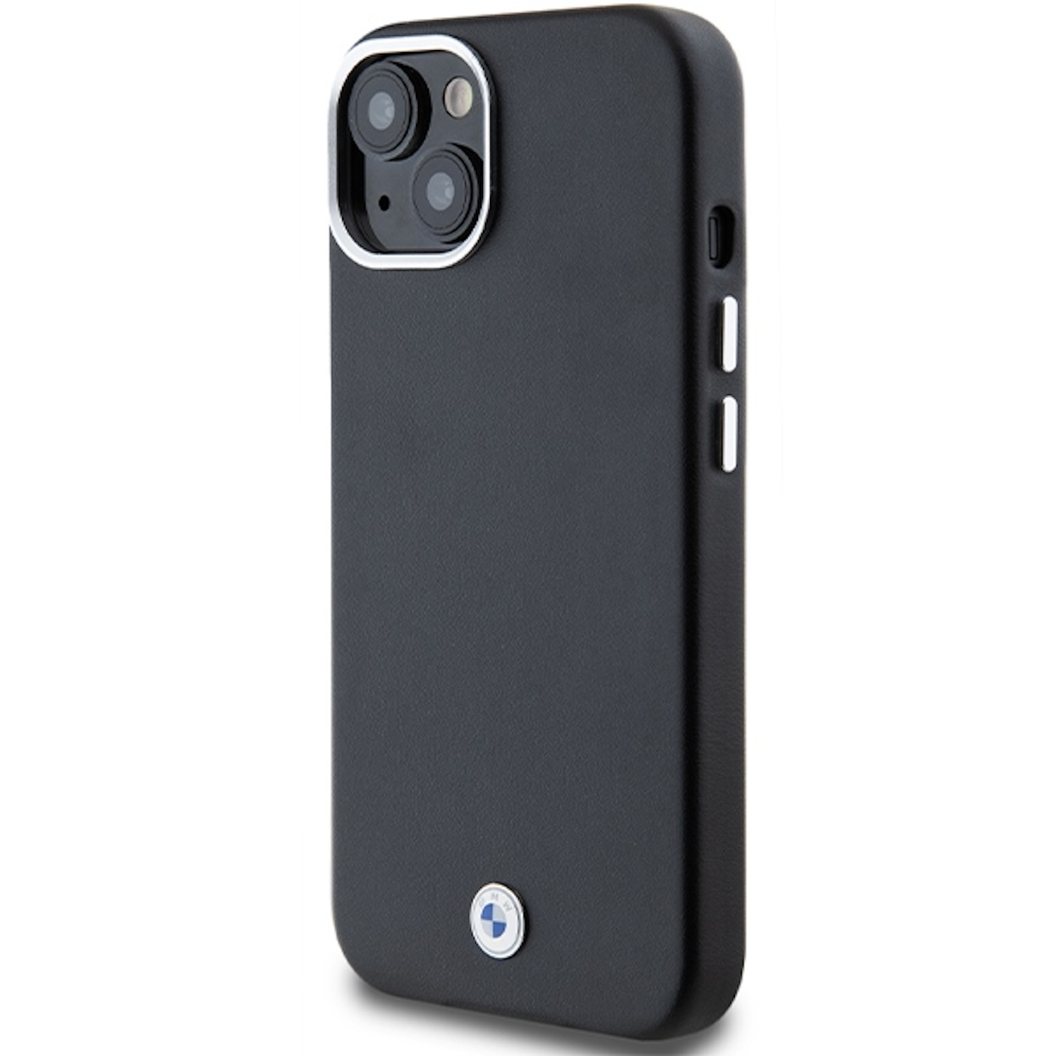 Custodia nera con logo BMW. L'area della fotocamera è argentata.