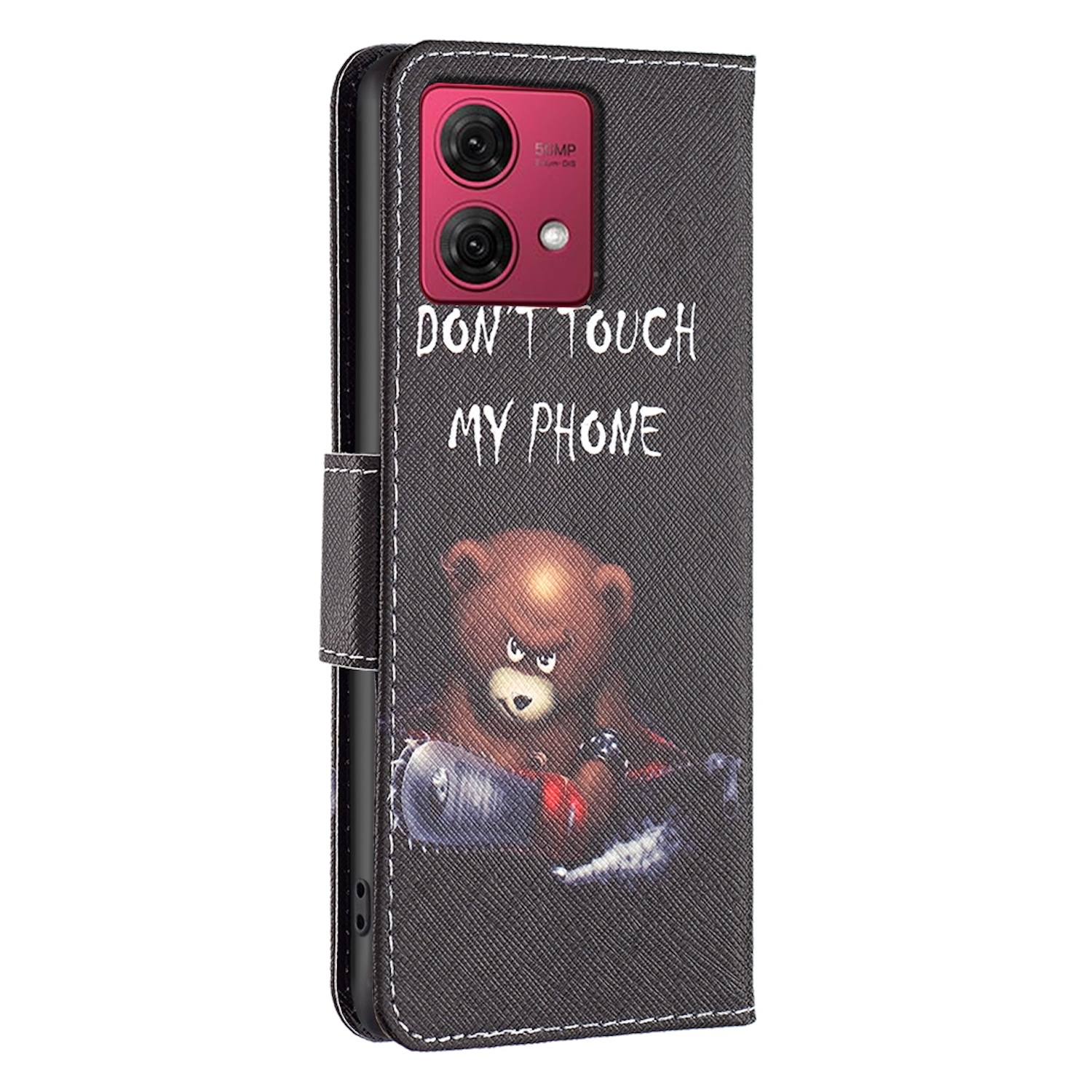 Handyhülle mit Teddybär und dem Text "DON'T TOUCH MY PHONE".