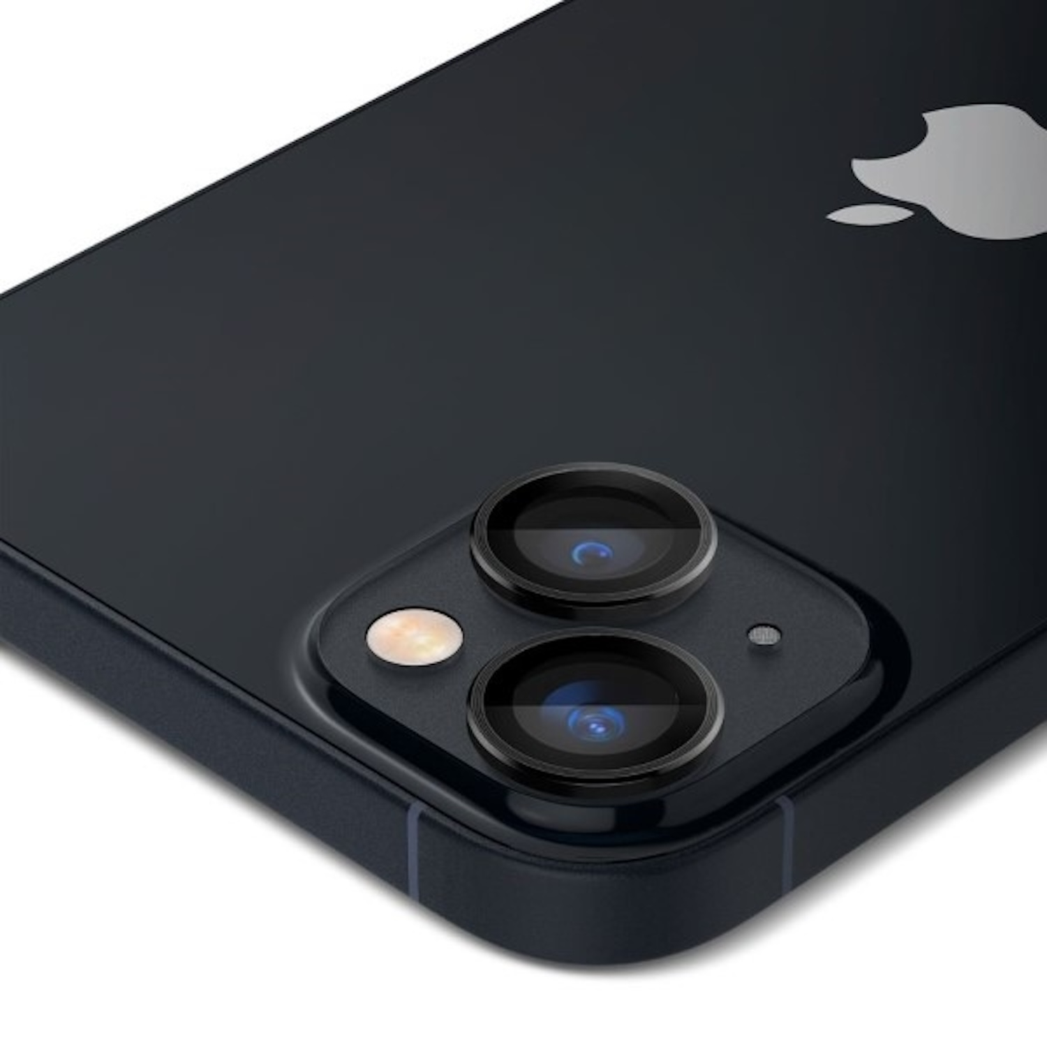 Close up of a black phone. Shows the back with two camera lenses.