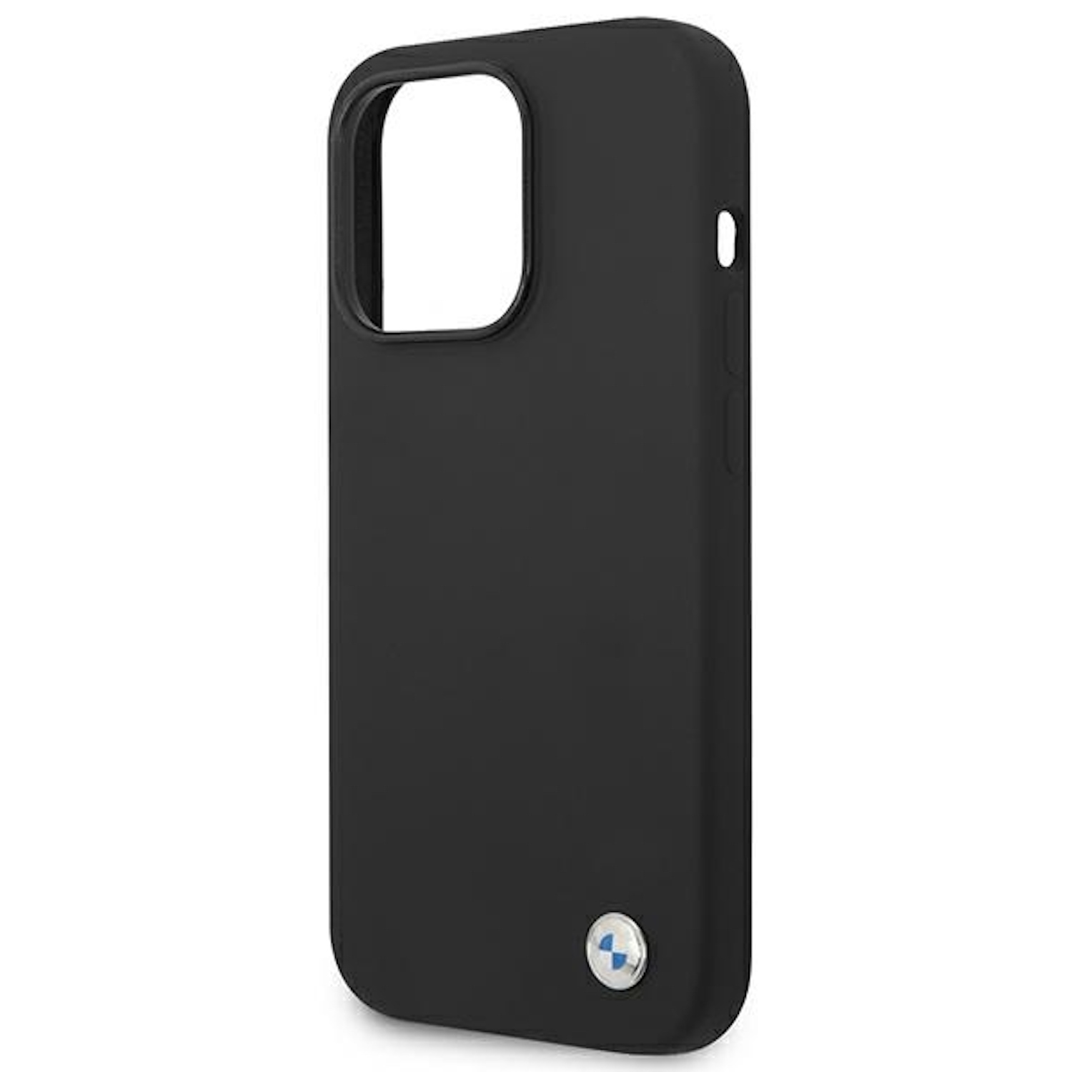 Custodia nera per telefono con lenti della fotocamera e logo BMW.
