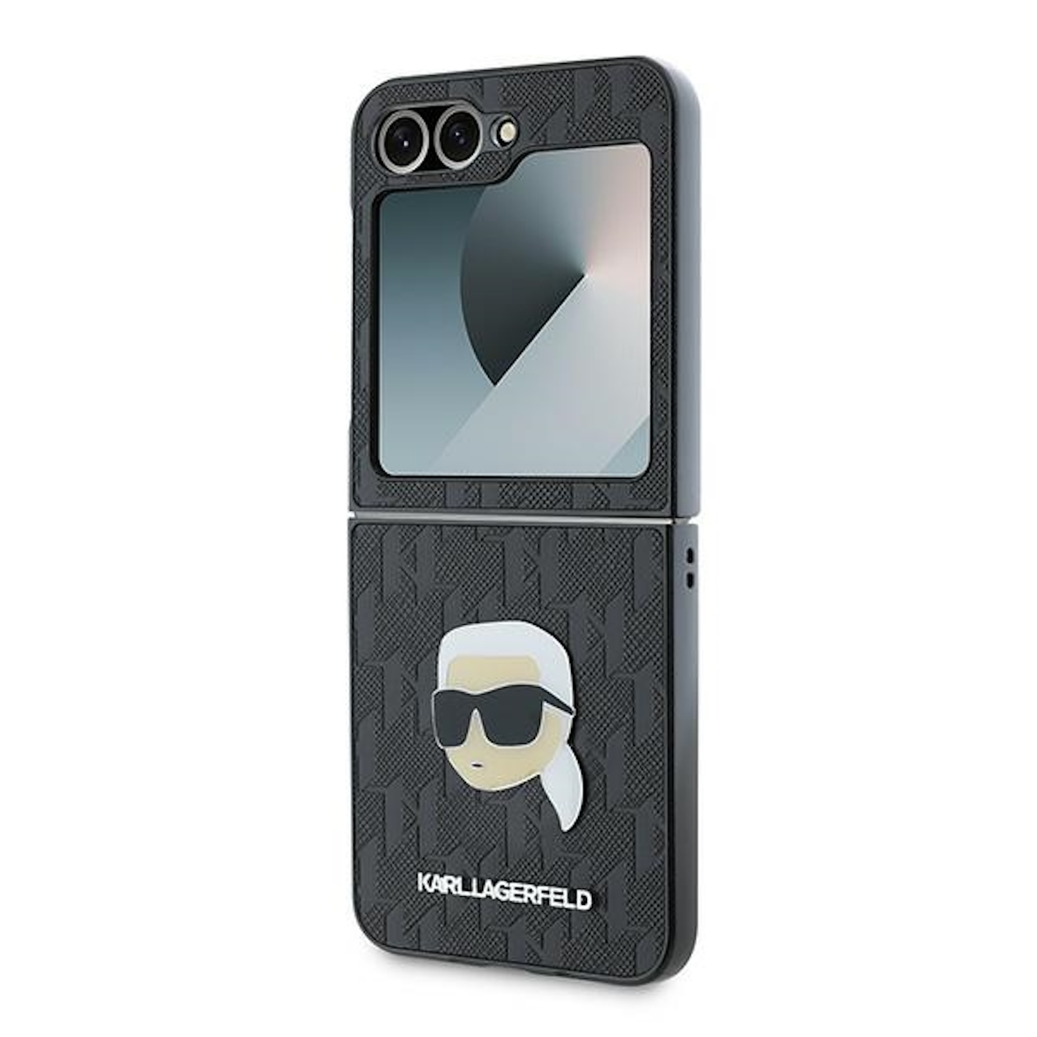 Custodia per telefono a ribalta nera Karl Lagerfeld con il logo e il design del marchio.