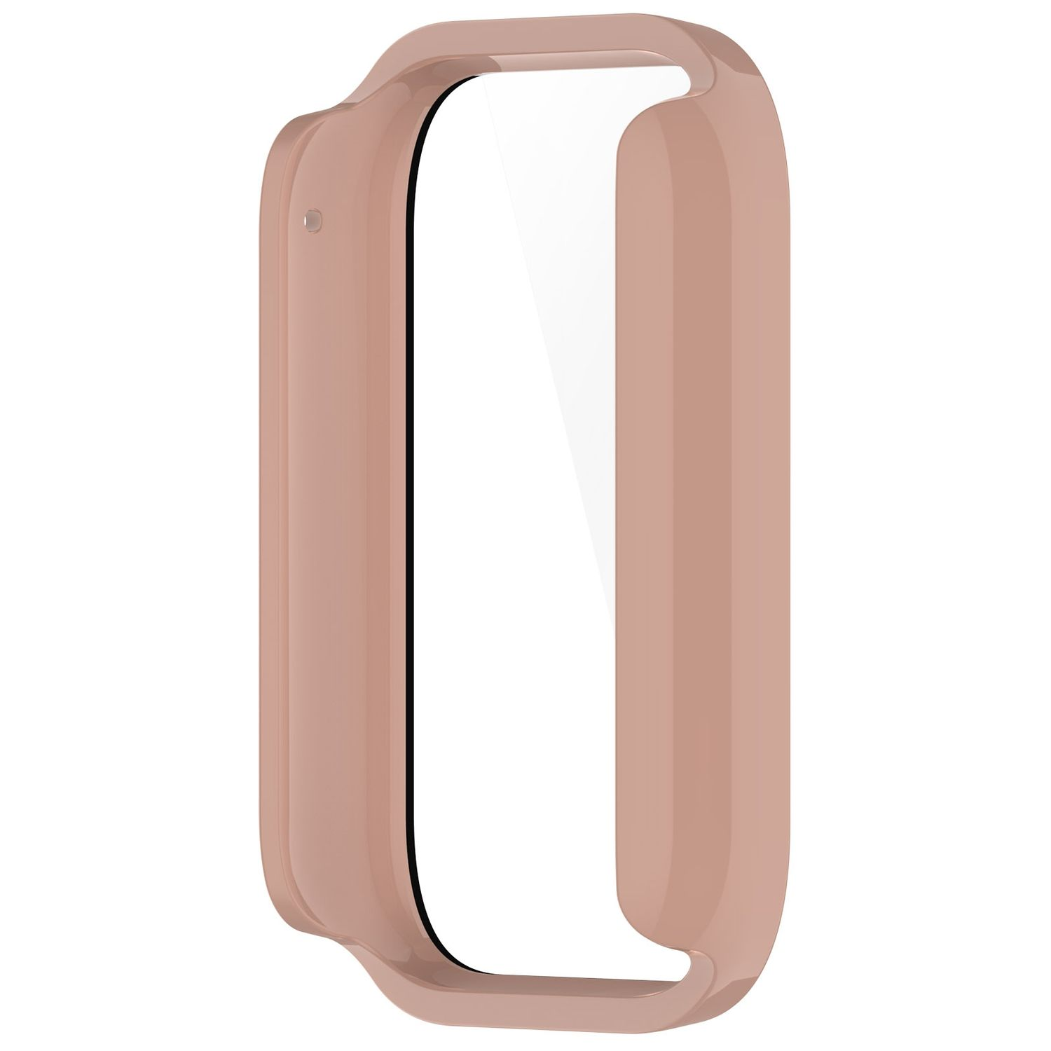 Roségoldener Uhrenrahmen mit einem transparenten Displayfenster.