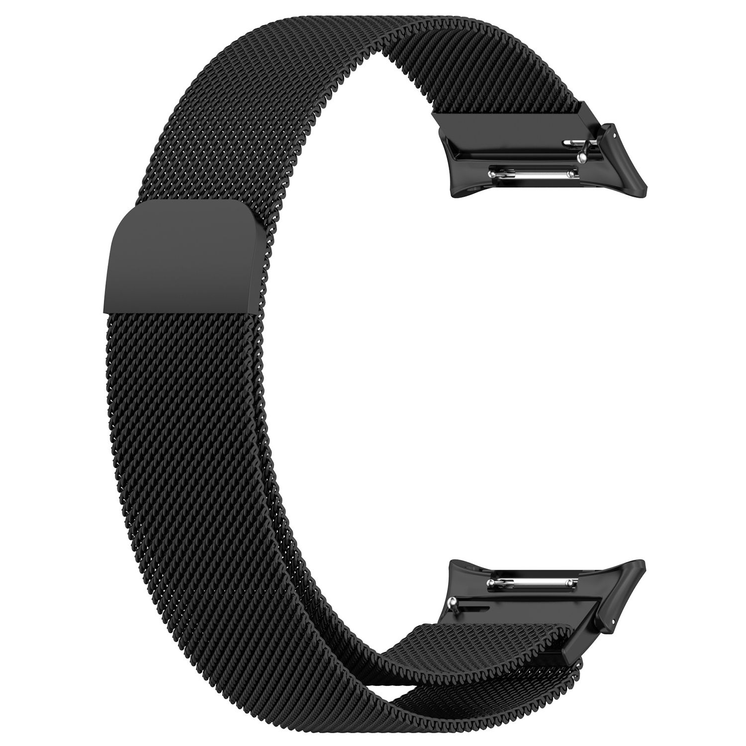 Schwarzes Mesh-Armband mit schwarzer Schnalle.