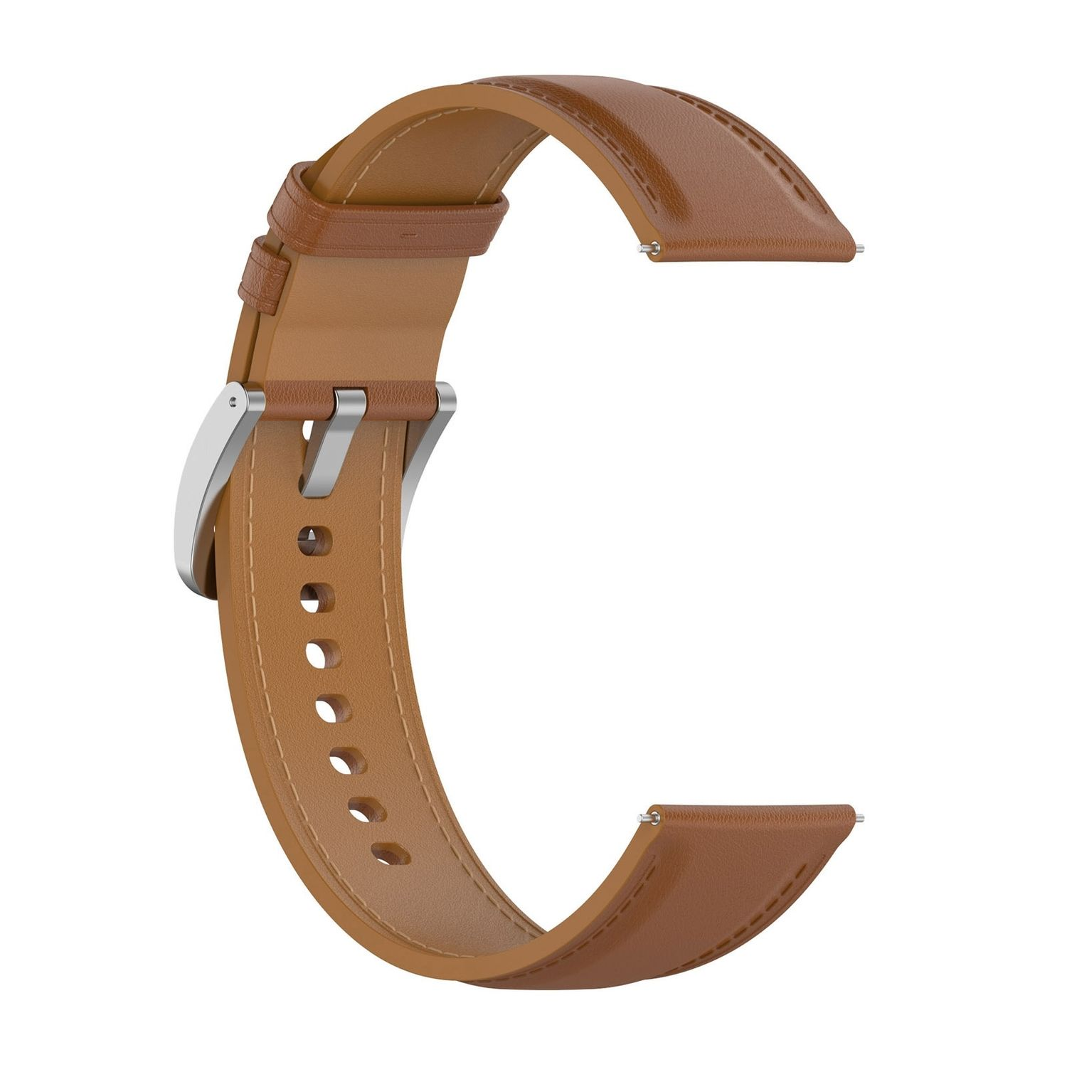 Braunes Leder-Uhrenarmband, silberne Schnalle. Zwei Teile.