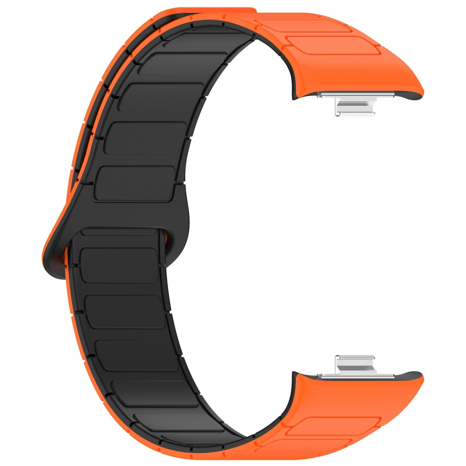Oranges und schwarzes Smartwatch-Armband.
