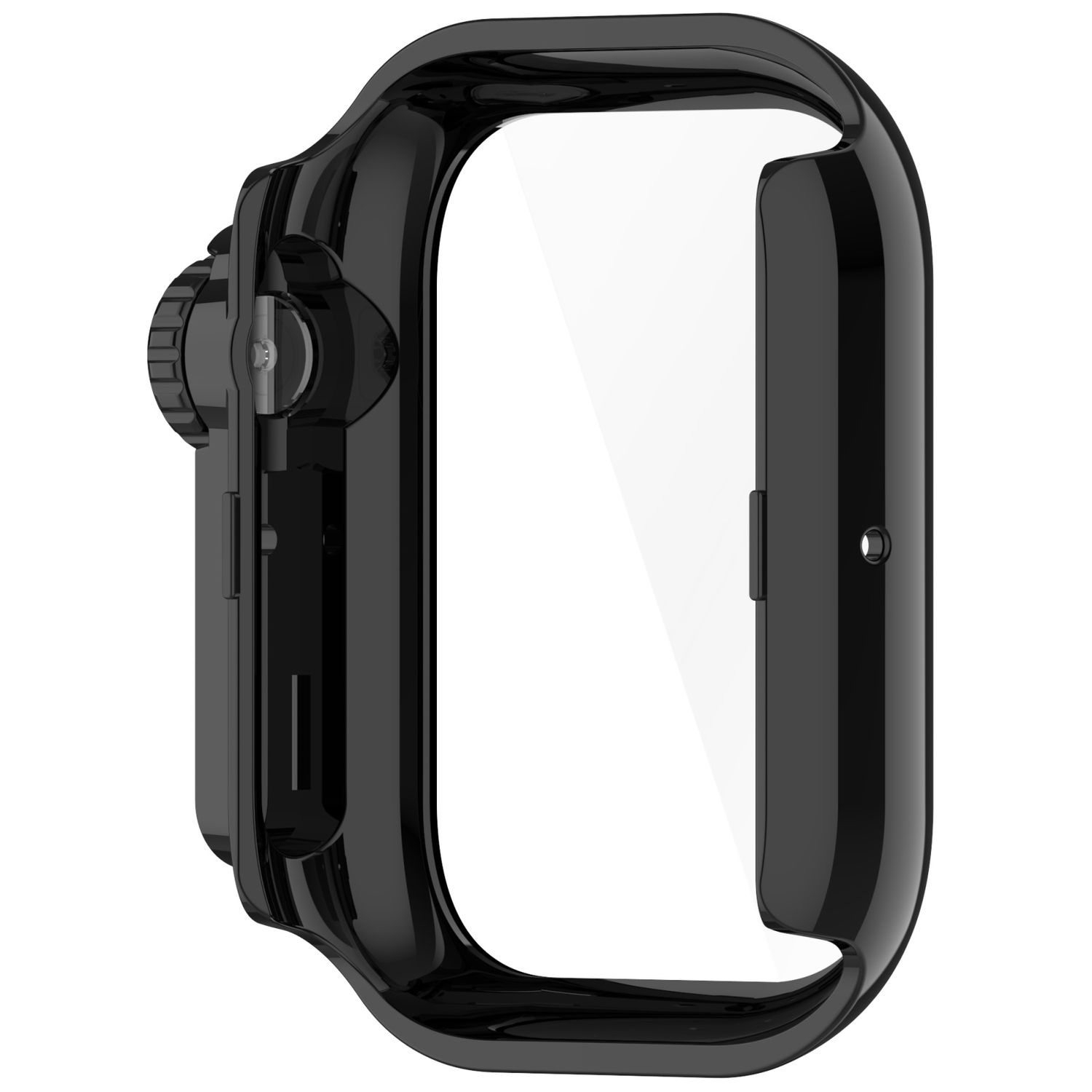 Custodia protettiva nera per uno smartwatch.