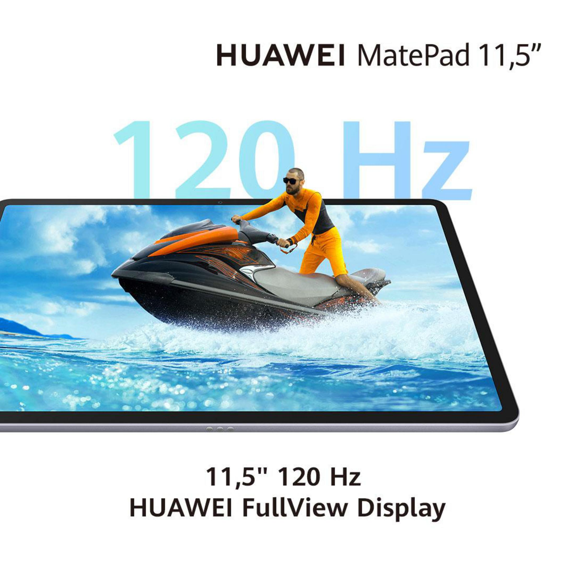 Ein Huawei MatePad Tablet. Der Bildschirm zeigt eine Person beim Jetski-Fahren auf dem Wasser.