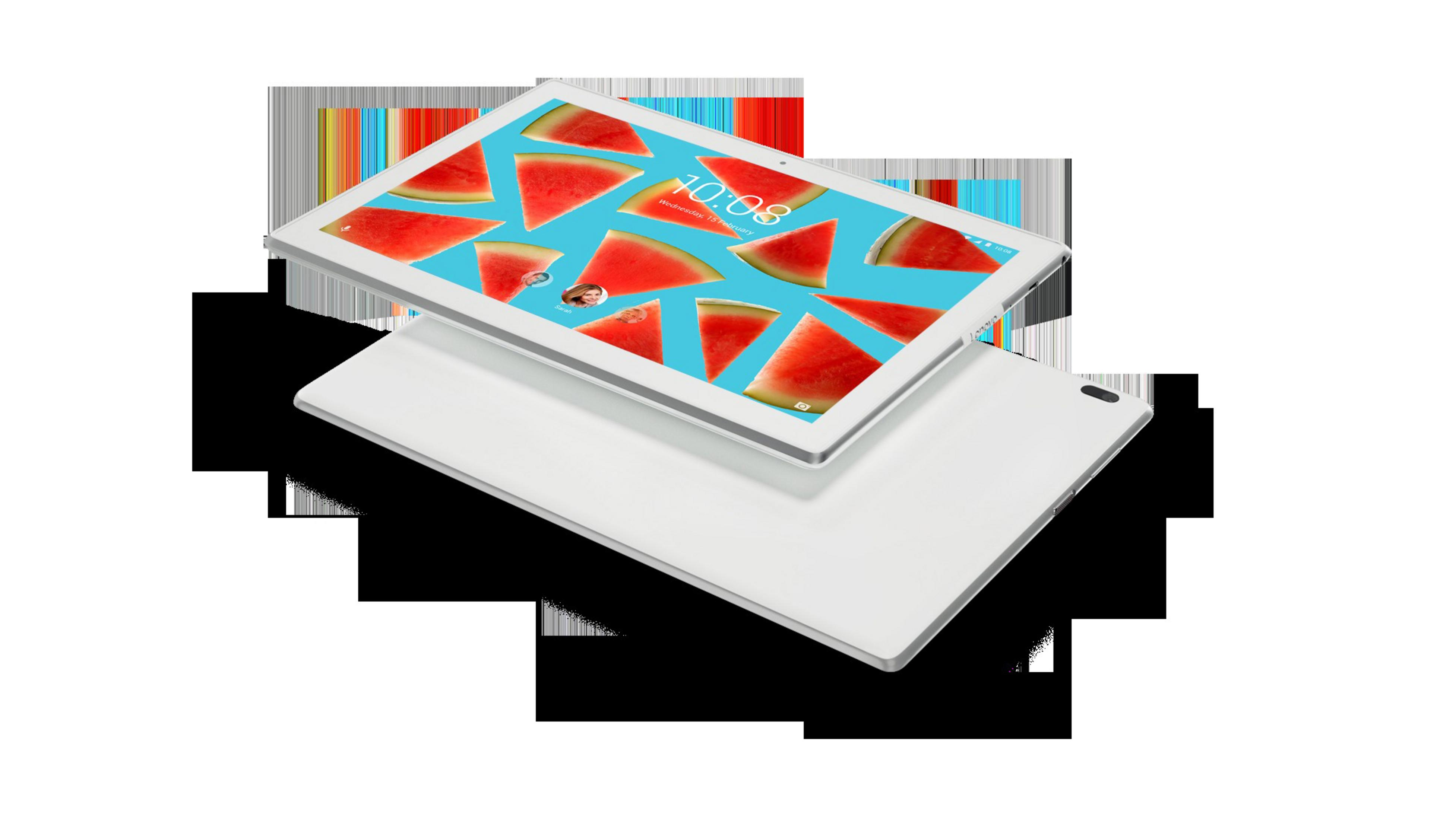 Tablets mit Wassermelonenscheiben auf dem Bildschirm. Das obere Tablet ist abgewinkelt, das andere darunter.