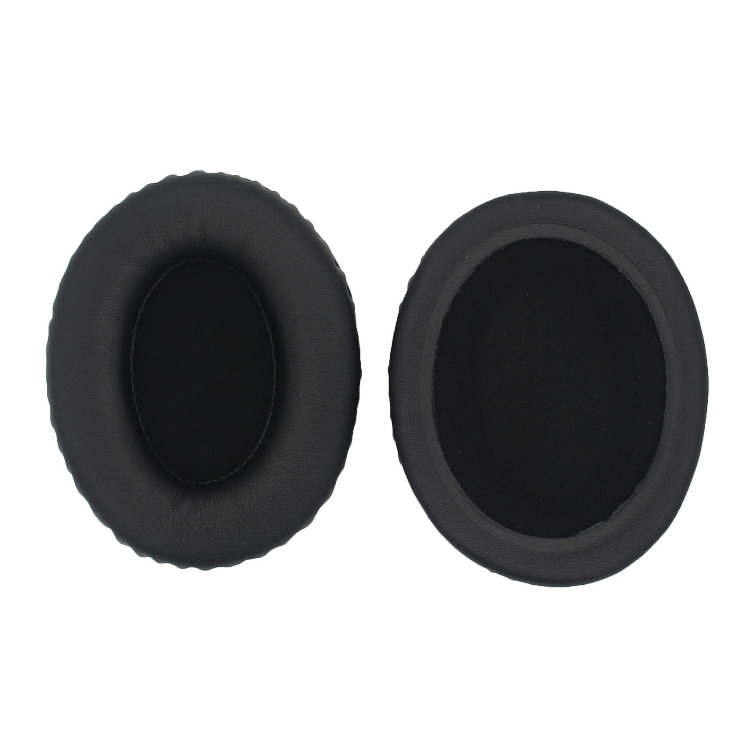 Due cuscinetti auricolari neri per cuffie.