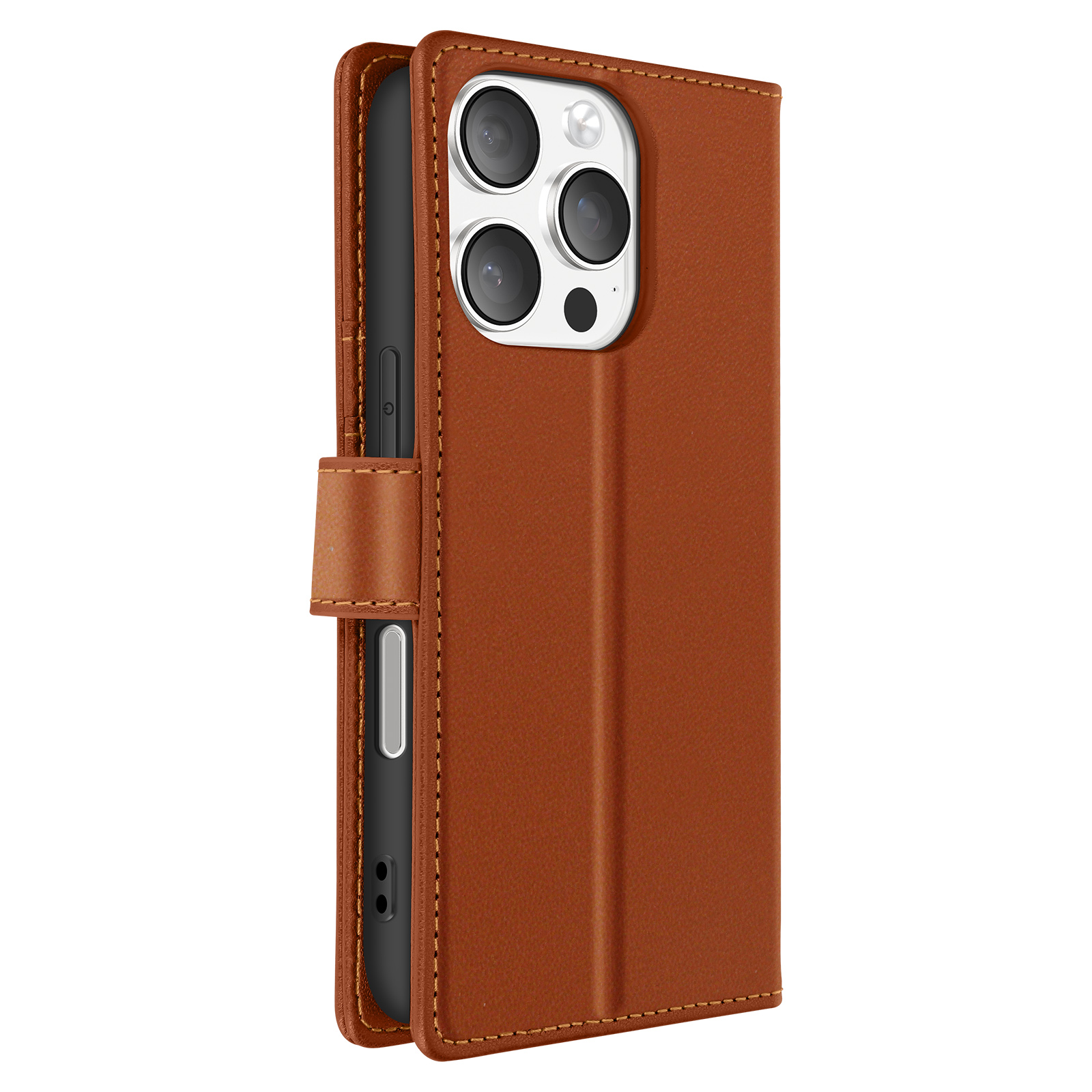 Custodia Libro Per IPhone 15 Pro - Ecopelle Marrone, Chiusura Magnetica, Protezione 360 - Foto 2