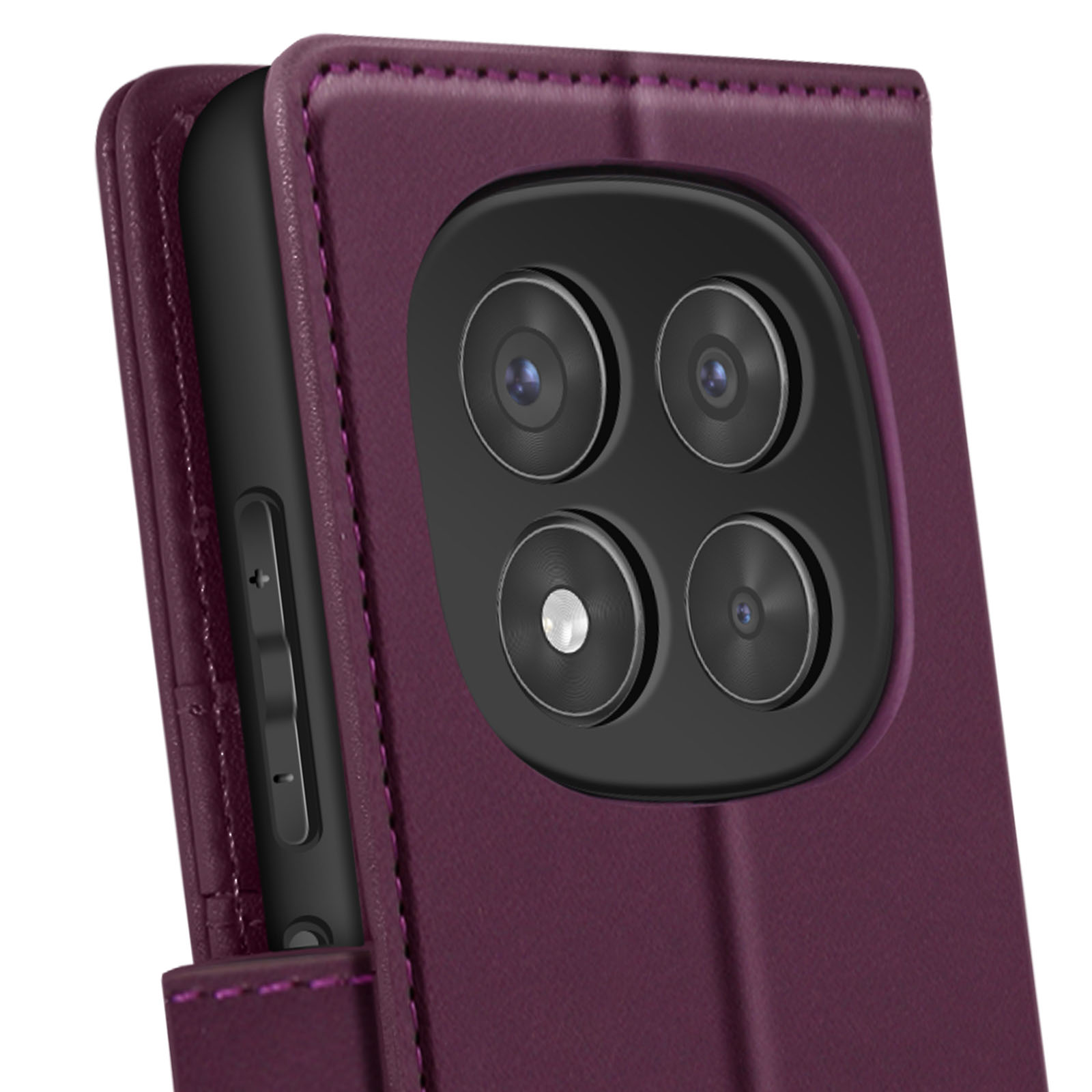Custodia viola con più lenti della fotocamera.