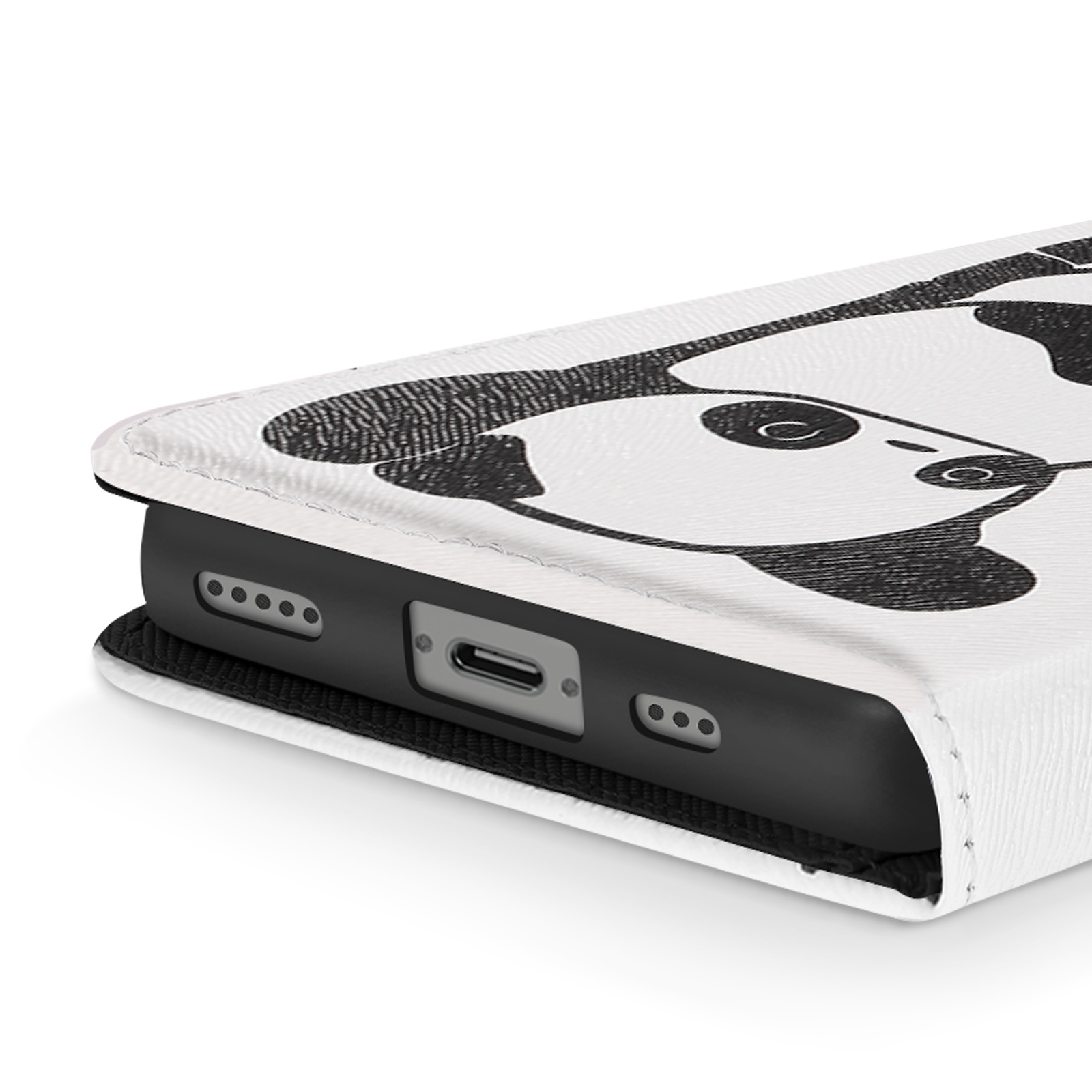 Gros plan sur coque blanche avec panda.