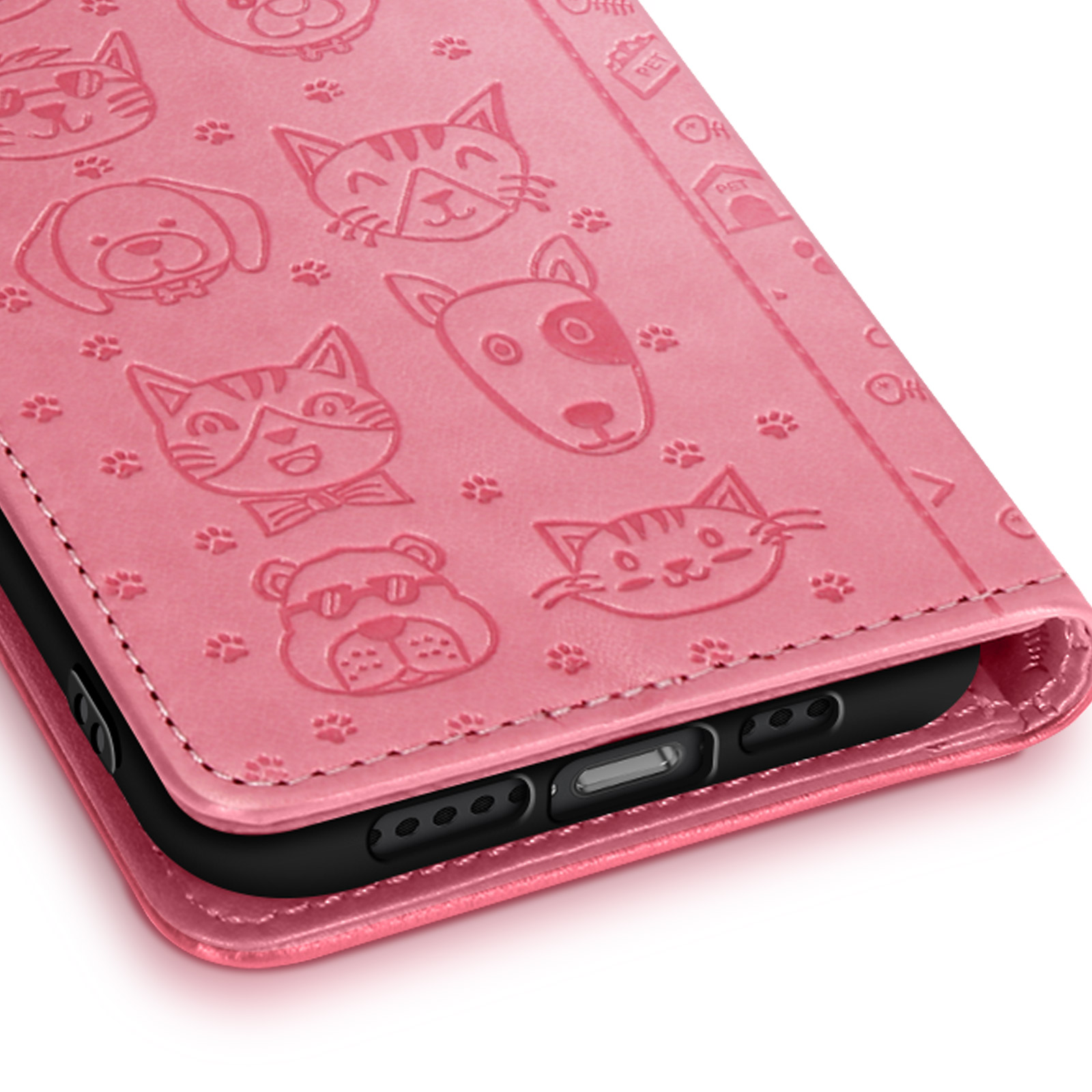 Cover Honor X7a Strass Custodie PU Pelle Case Shell Glitter Brillanti 3D Cover Cane e gatto in rilievo Design Flip Book Style Cover Case With Hand Strap Magnetico per Honor X7a,Viola