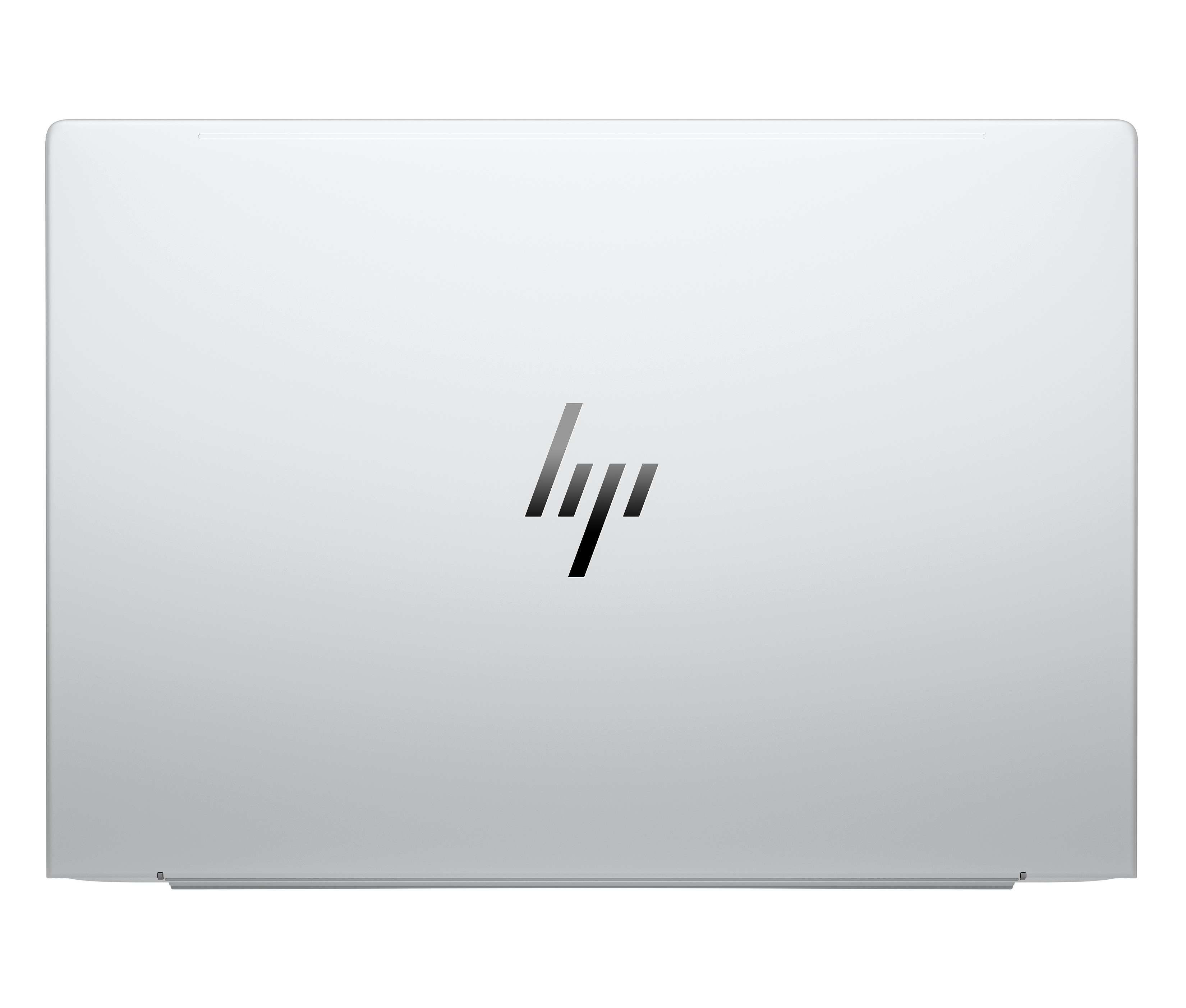 Laptop argentato con logo, su sfondo bianco.