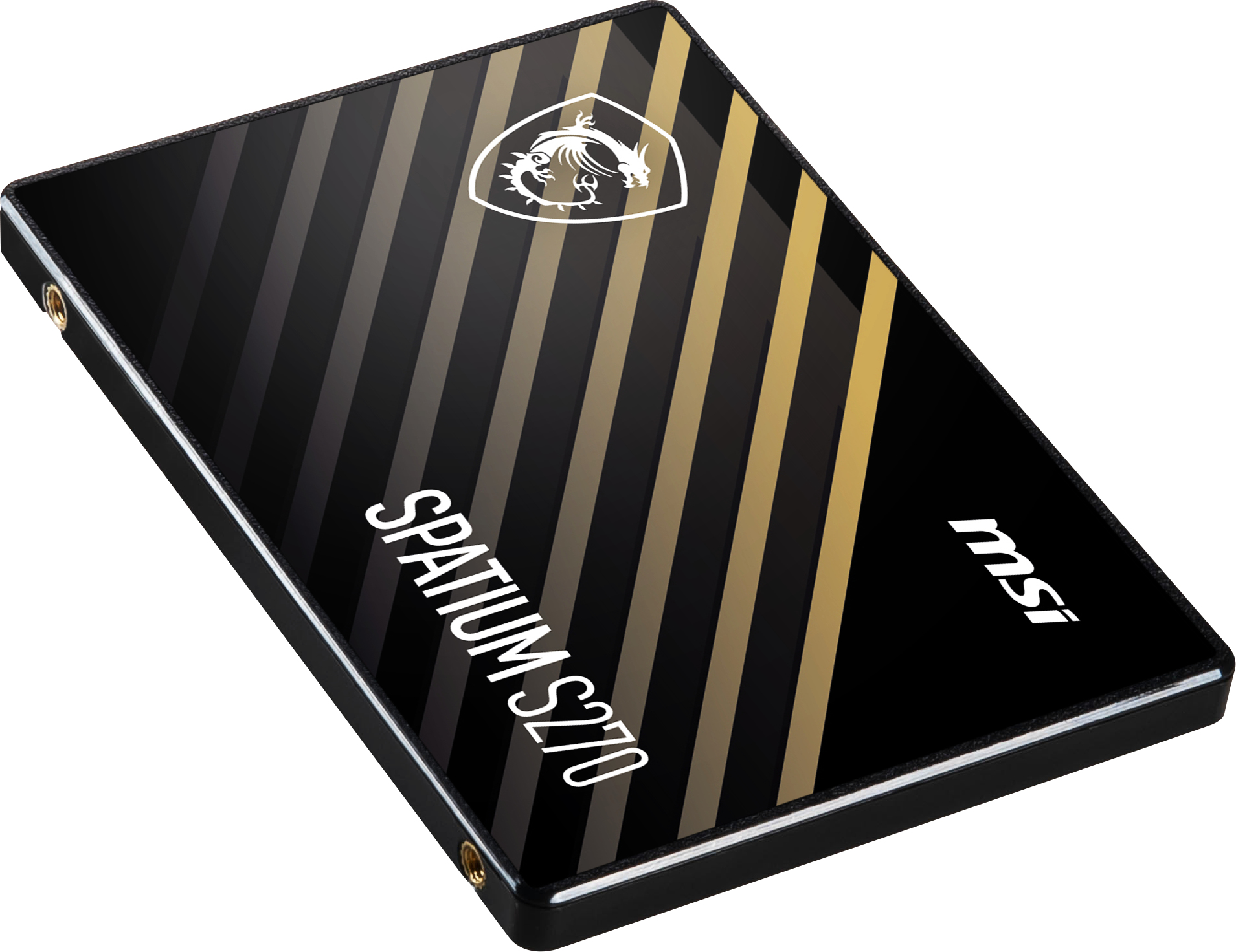 Czarny i złoty MSI SPATIUM S270 SSD z logo smoka.