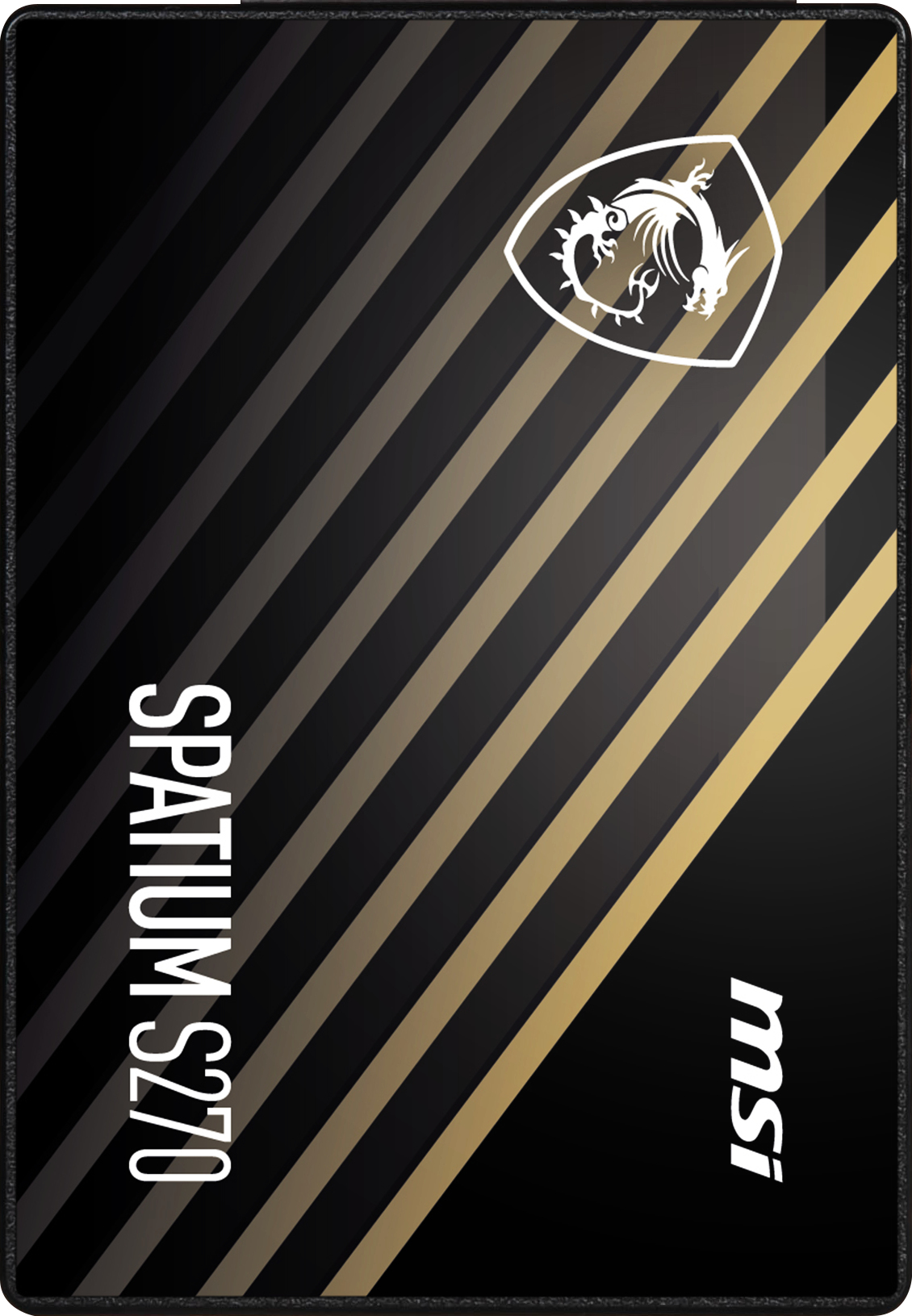 Czarny i złoty MSI SPATIUM S270 SSD z logo smoka.
