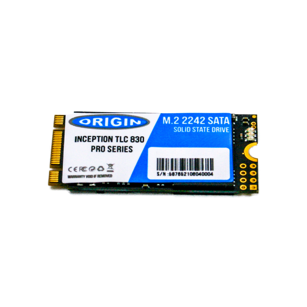 Mała karta SSD z niebiesko-białymi etykietami.