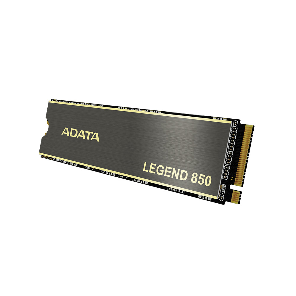 SSD ADATA Legend 850 con acabado gris oscuro, texto dorado.