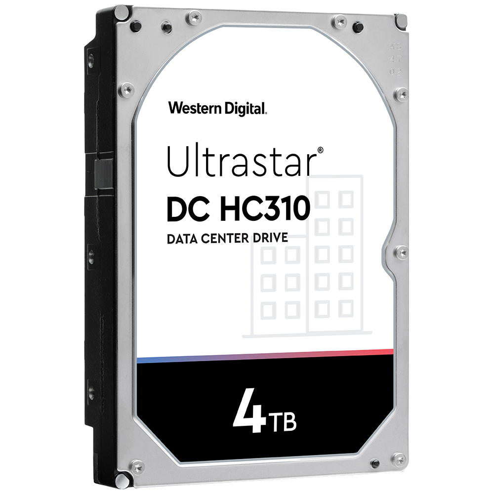 Disco rigido WD Ultrastar. Argento e nero. Testo: Ultrastar, DC HC310, 4TB.