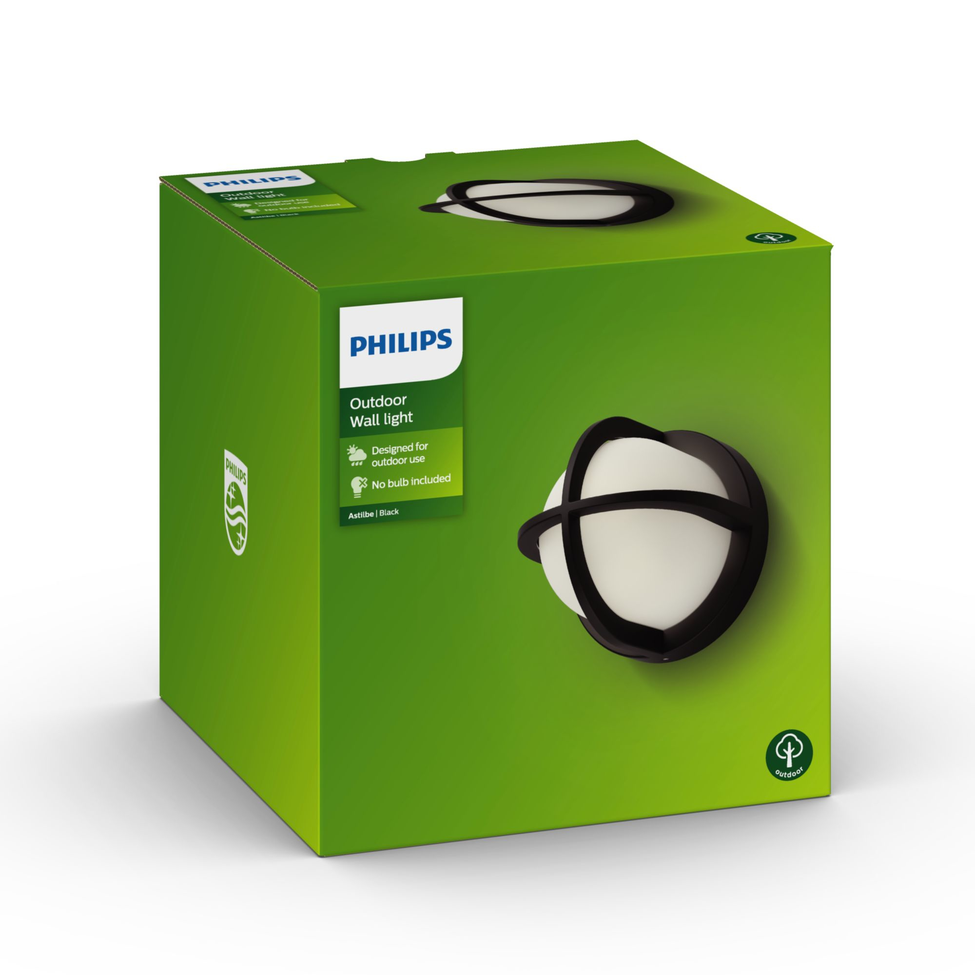 Grüne Box mit Philips Außenwandleuchte.