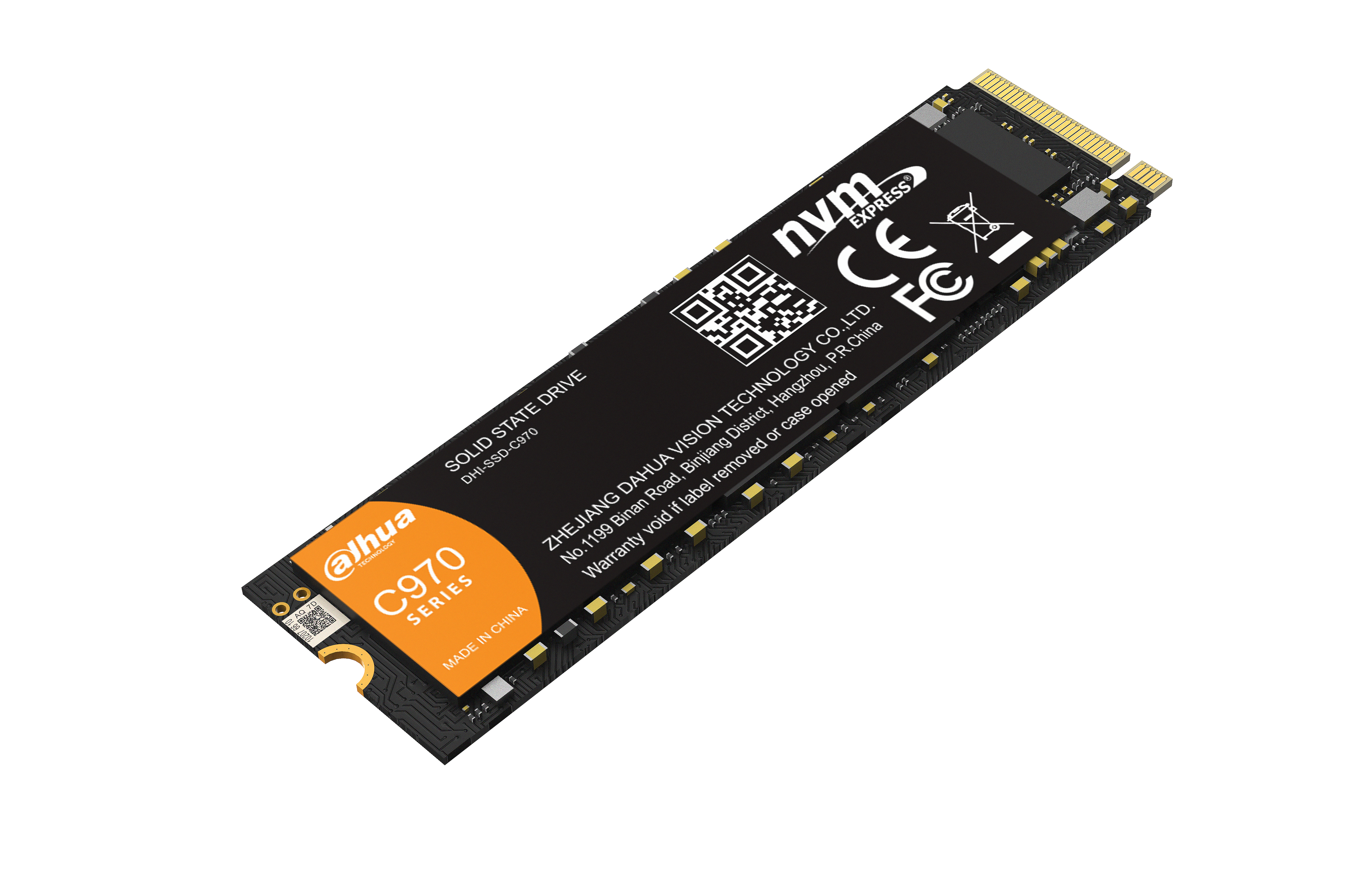 Dysk SSD Dahua C970 Series na białym tle, widziany z góry pod kątem.