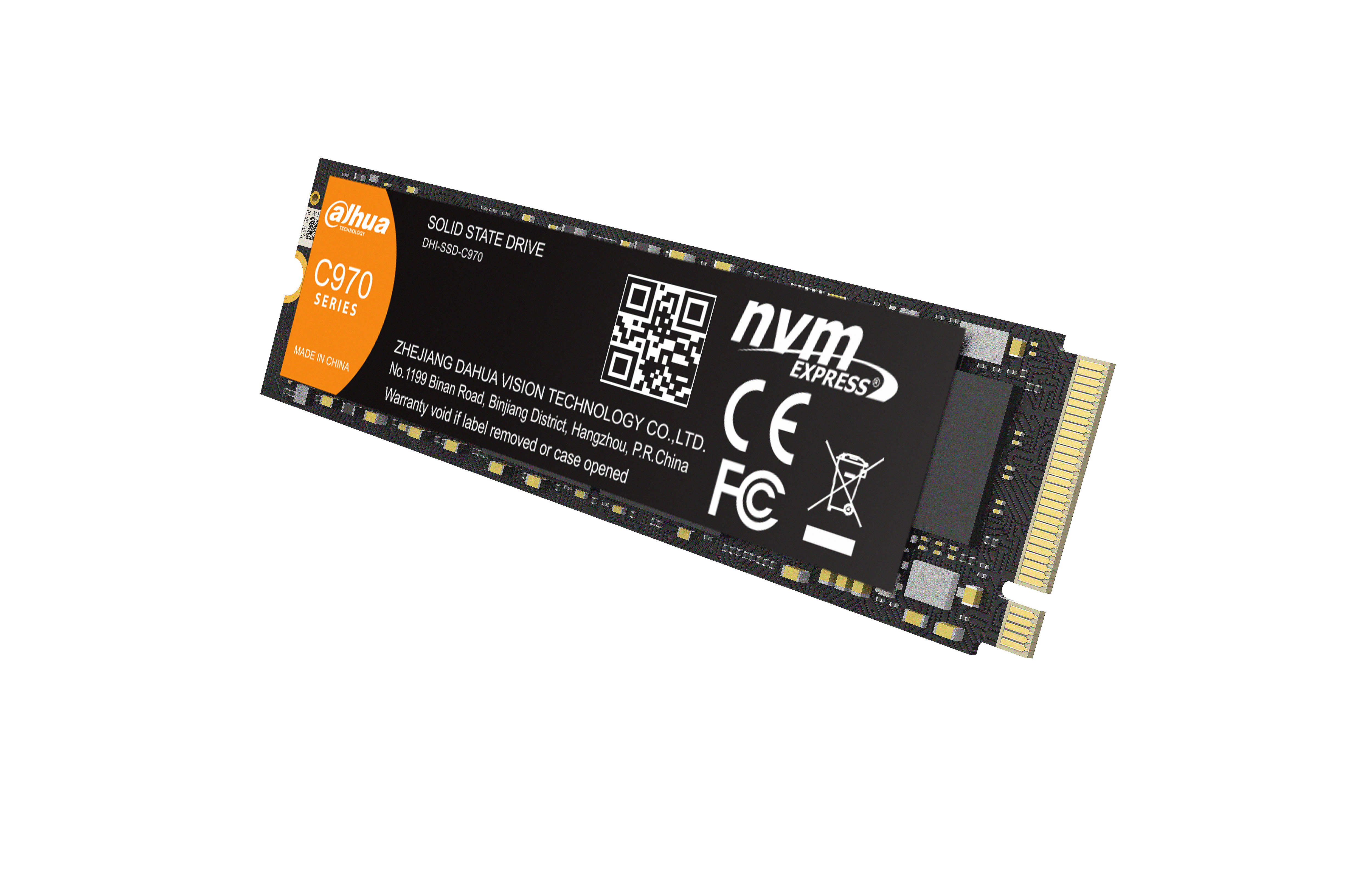 Dysk SSD Dahua C970 Series na białym tle, widziany z góry pod kątem.