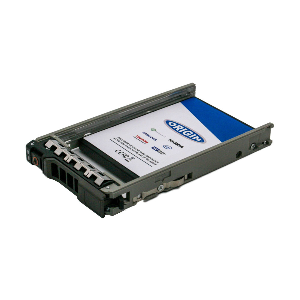 SSD in un telaio metallico grigio. Etichetta blu e bianca visibile. Sfondo bianco.
